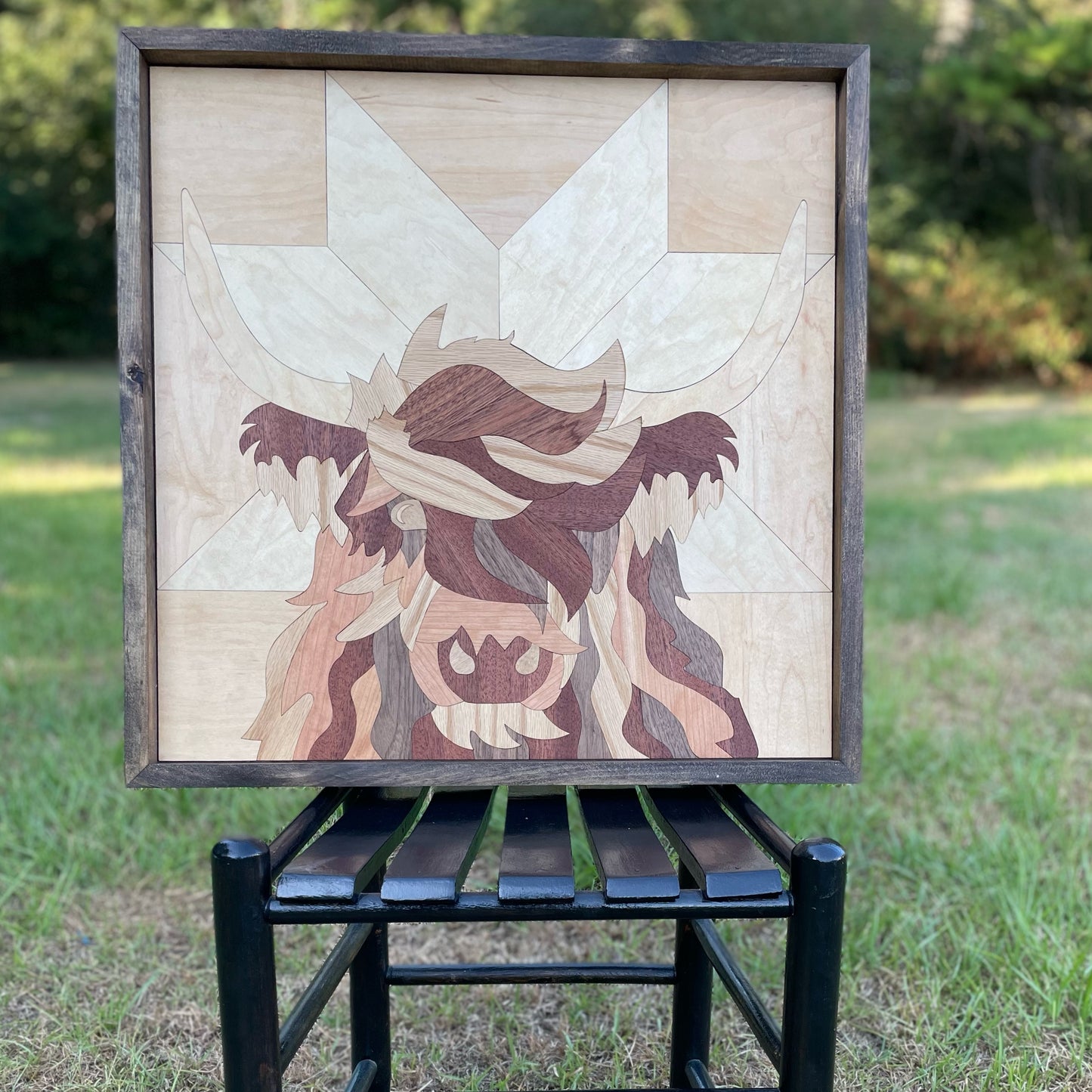 Highland Cow wood Art 24”x24”