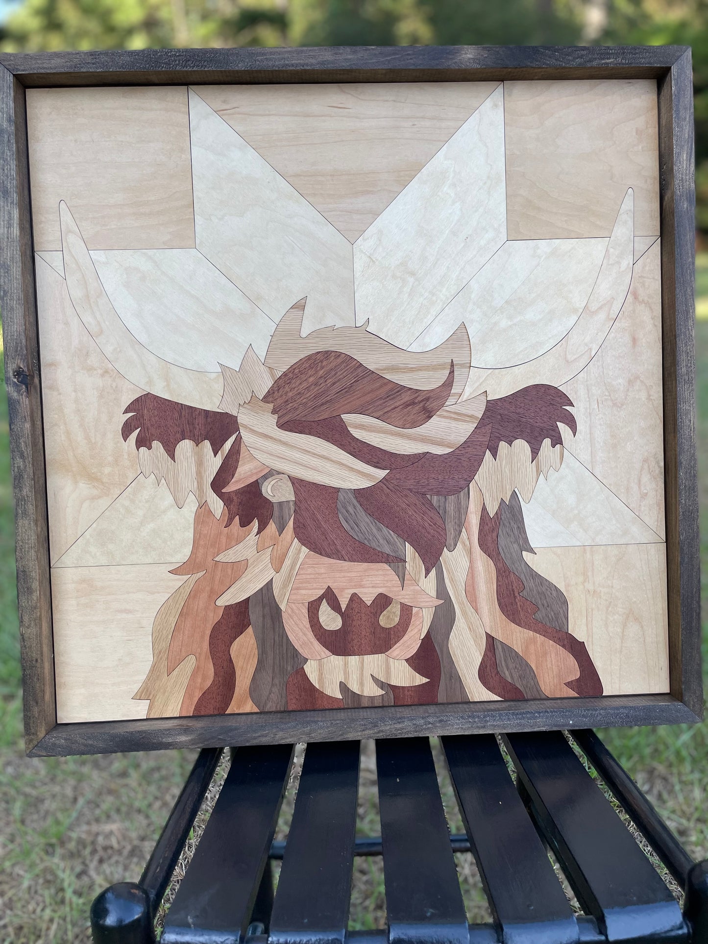 Highland Cow wood Art 24”x24”