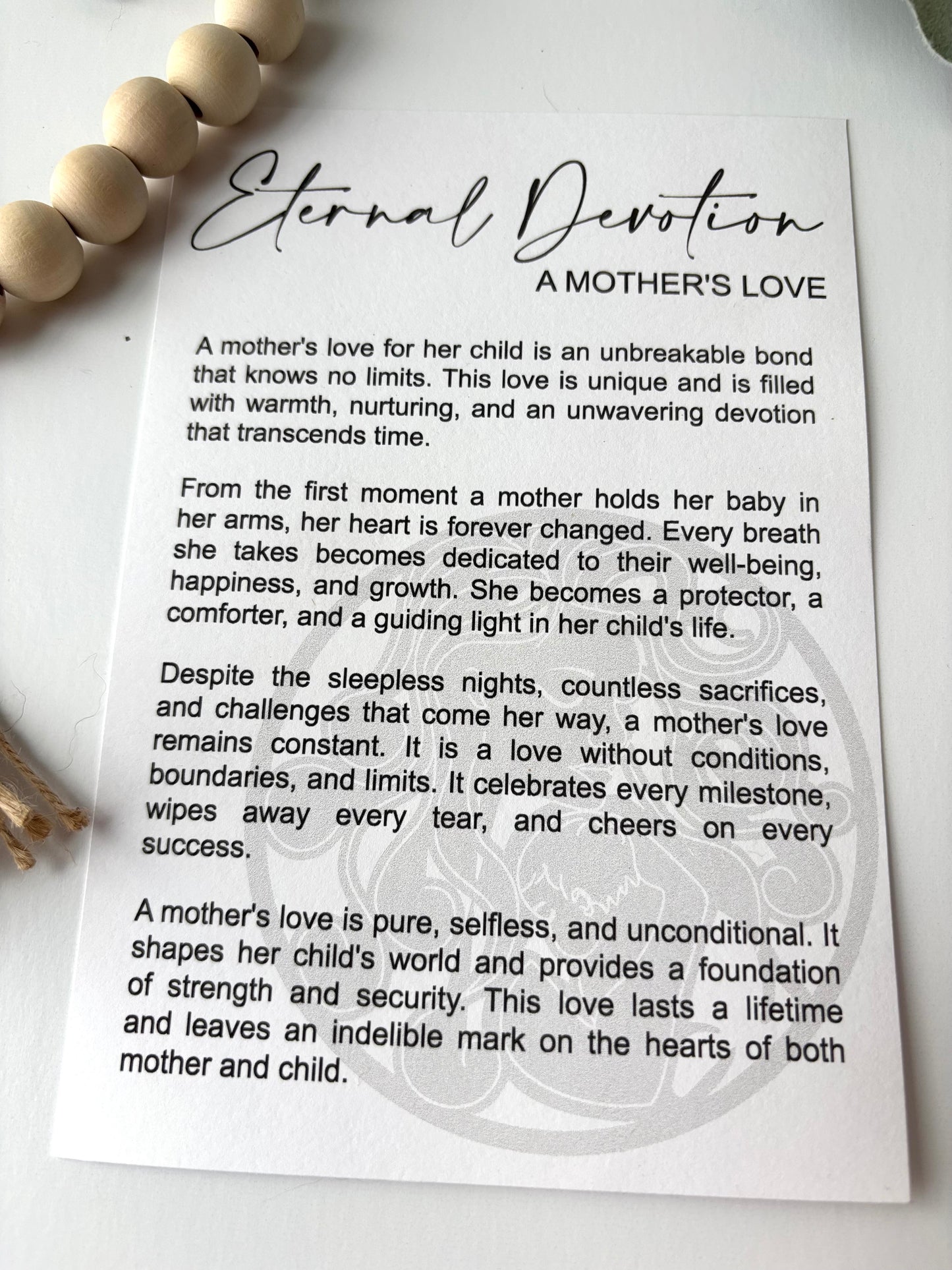 Eternal Devotion Story Card Charm - A Mother’s Love