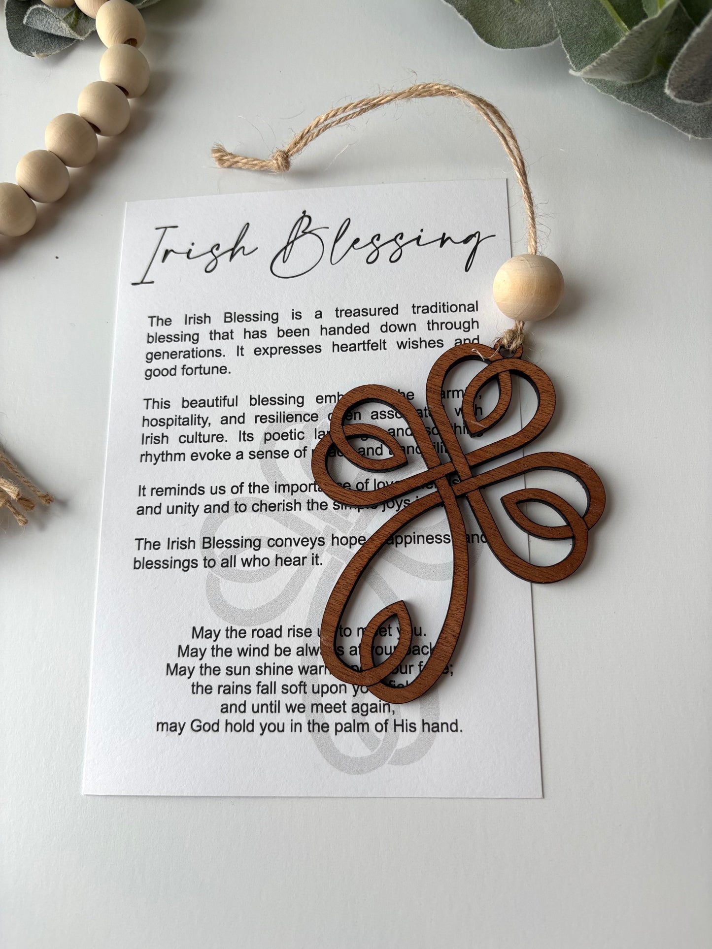 Irish Blessing Story Card Charm- Irish Cross