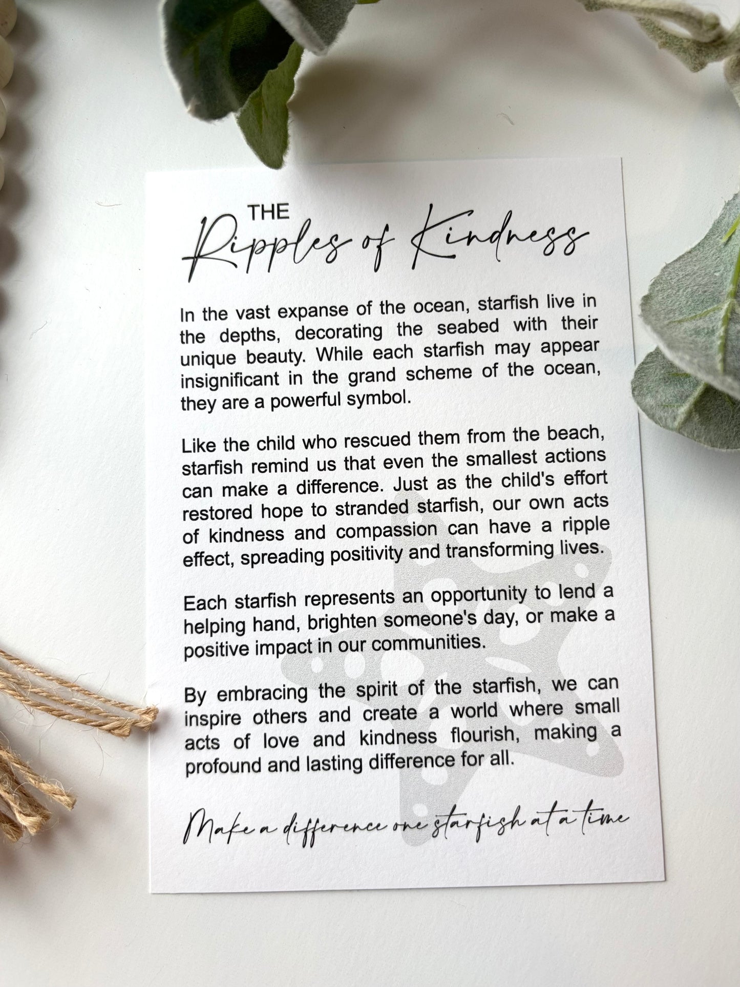 Recovery-Finding Ripples of Kindness Story Card Charm - Starfish