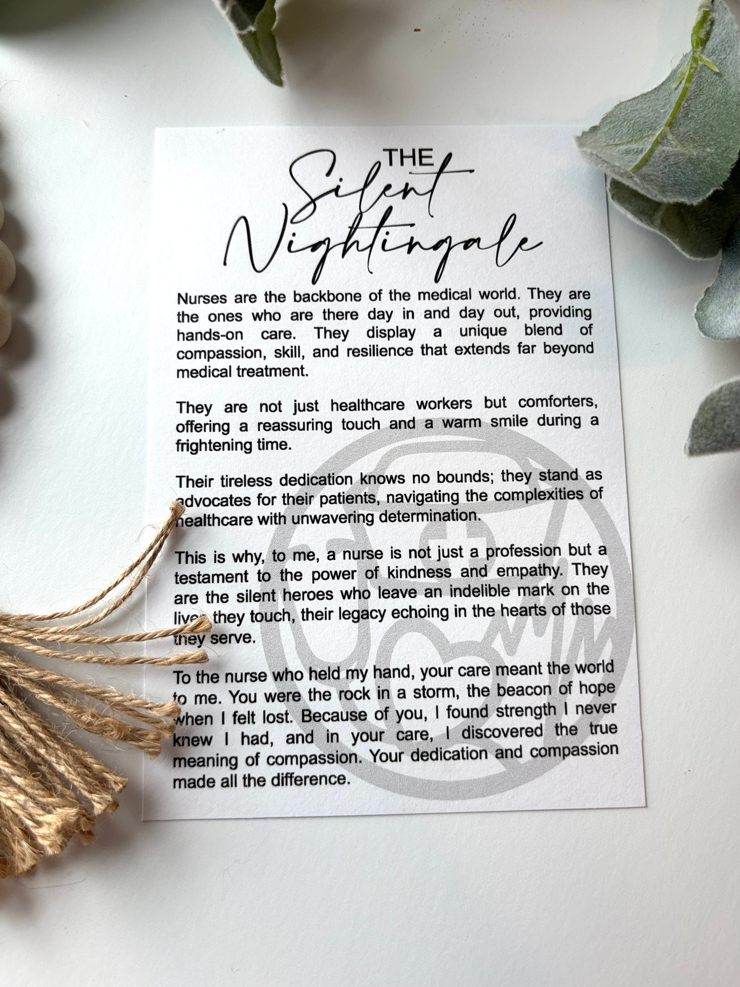 Nurse-Silent Nightingale Story Card Charm-Nurse