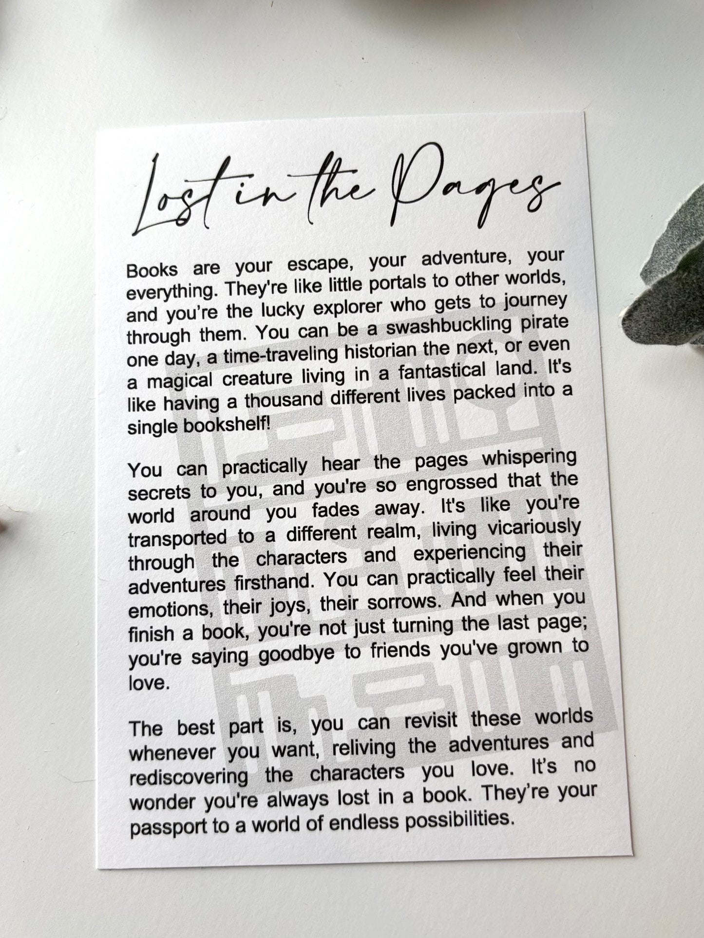 Book Lover-Lost in the Pages Story Card Charm