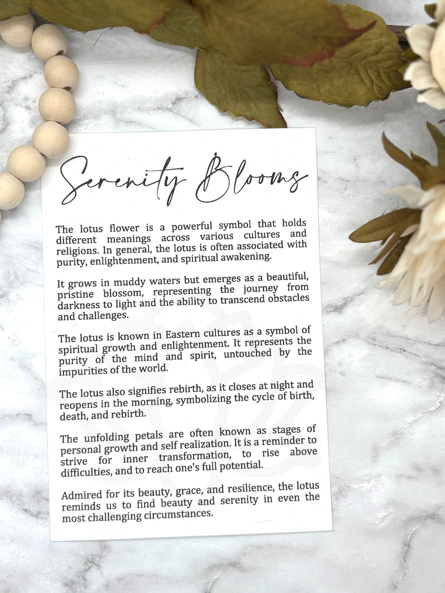 Lotus Flower-Serenity Blooms Story Card Charm