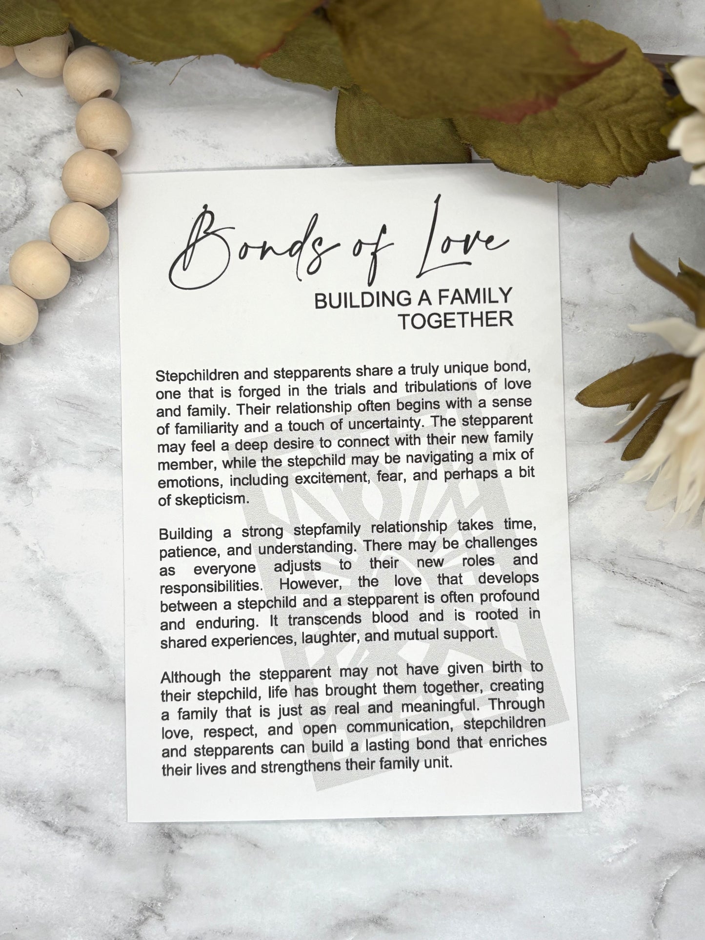 Stepparents-Bonds of Love Story Card Charm