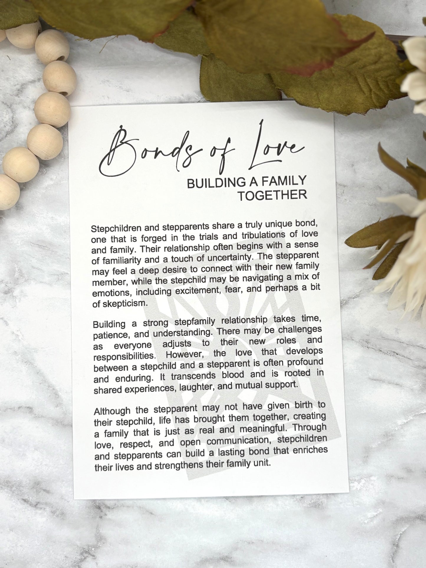 Stepparents-Bonds of Love Story Card Charm
