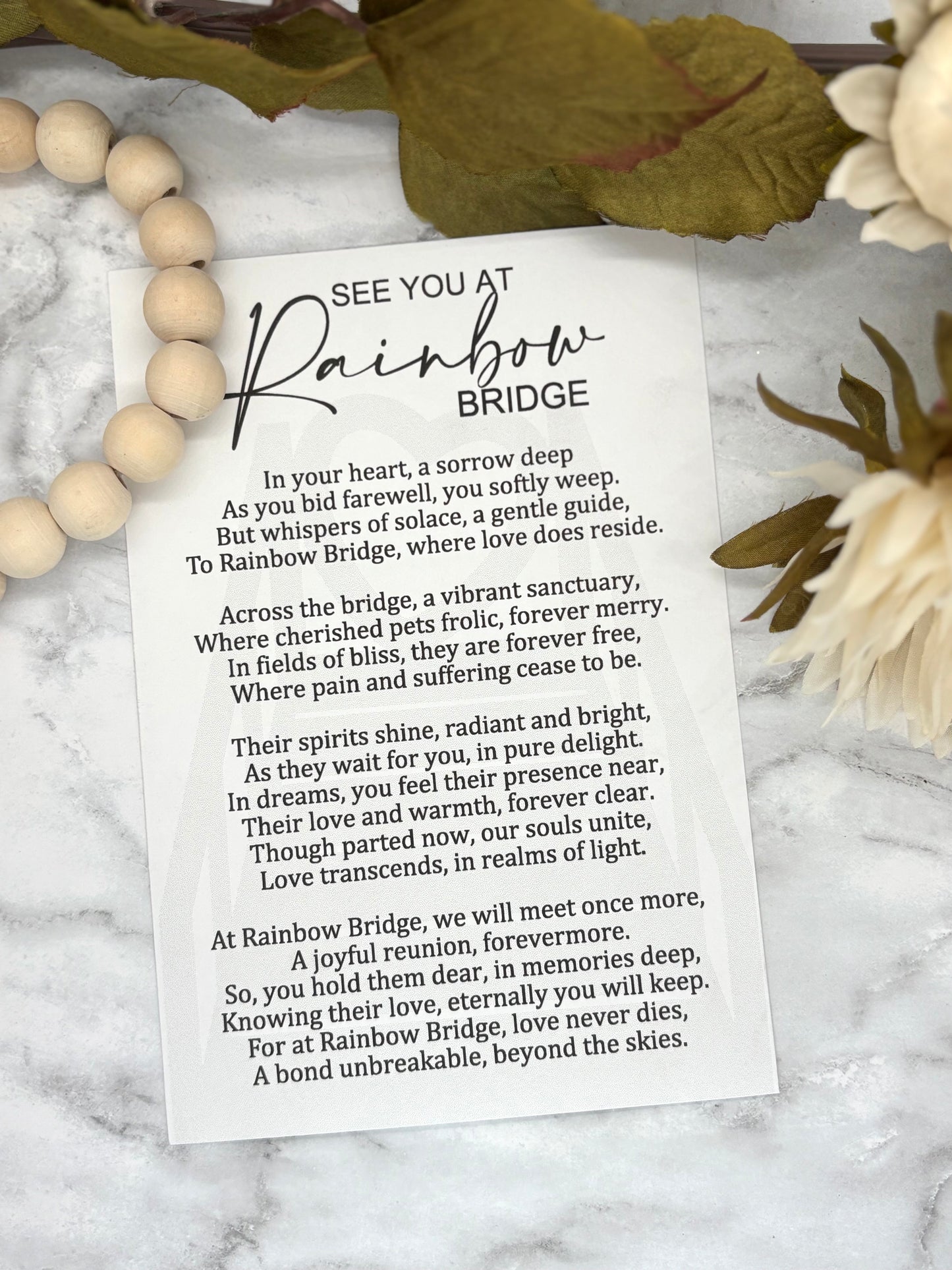 Pet-See You at Rainbow Bridge Story Card Charm