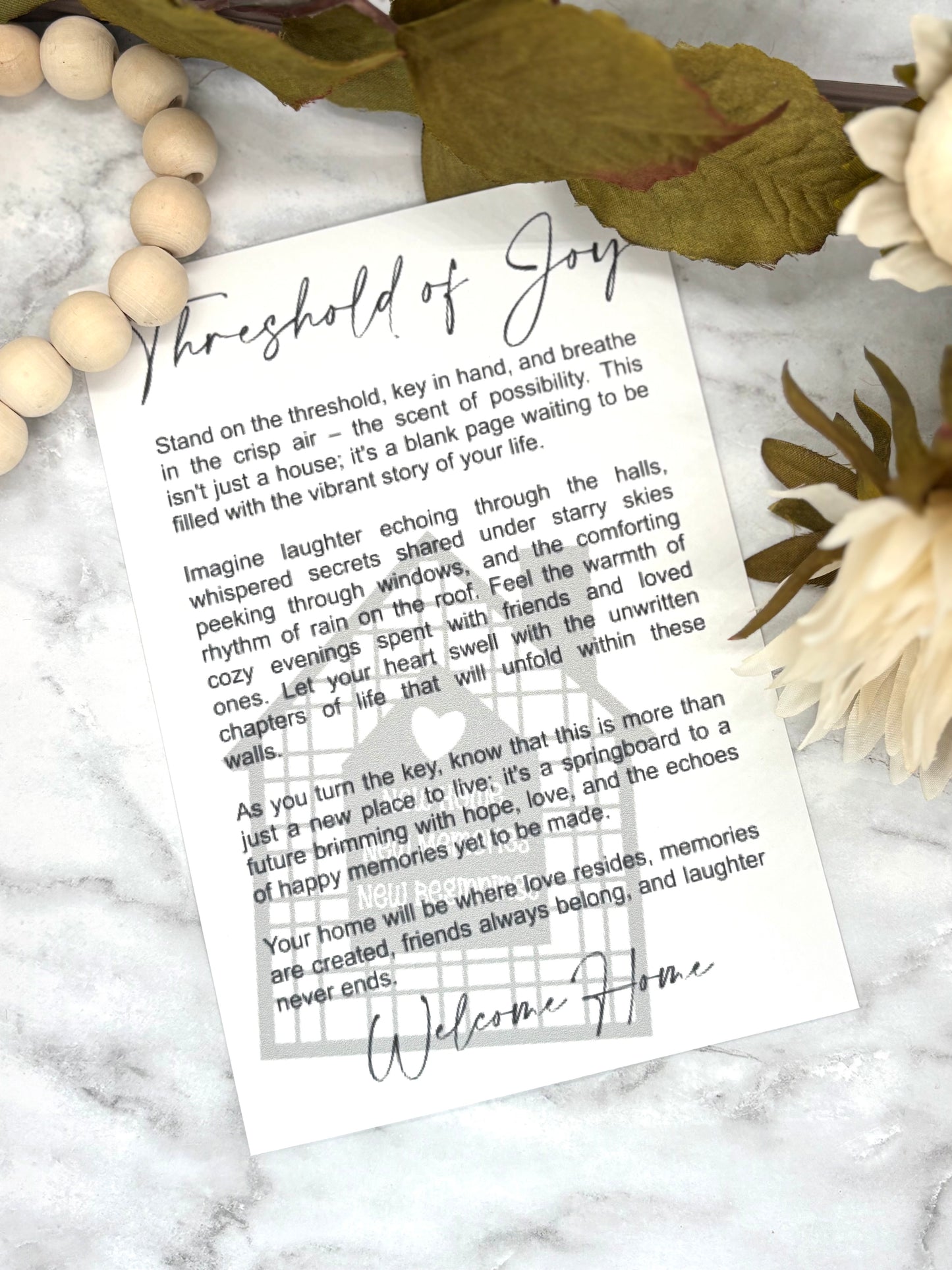 New Home-Threshold of Joy Story Card Charm