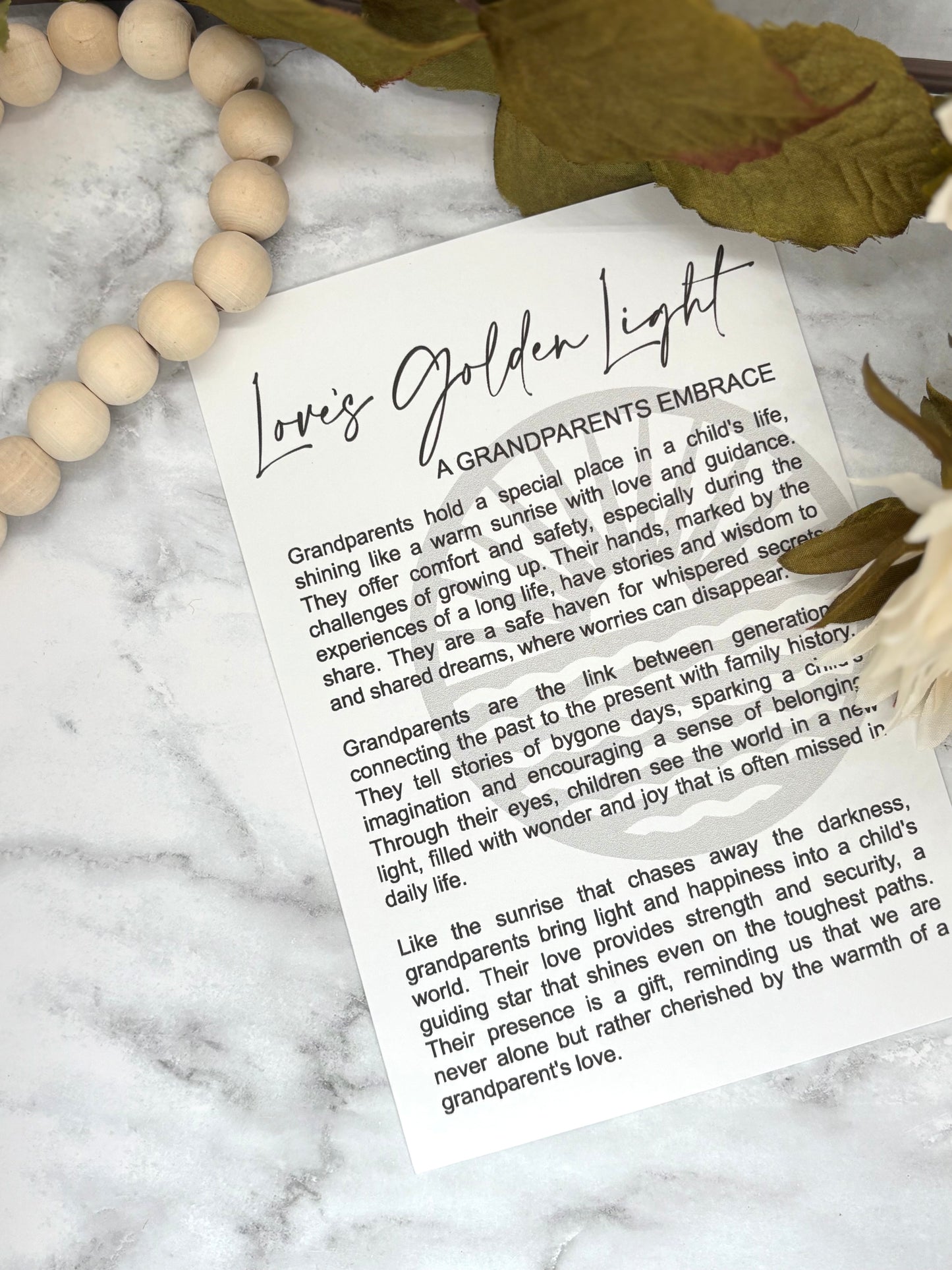 Grandparents-Love’s Golden Light Story Card Charm