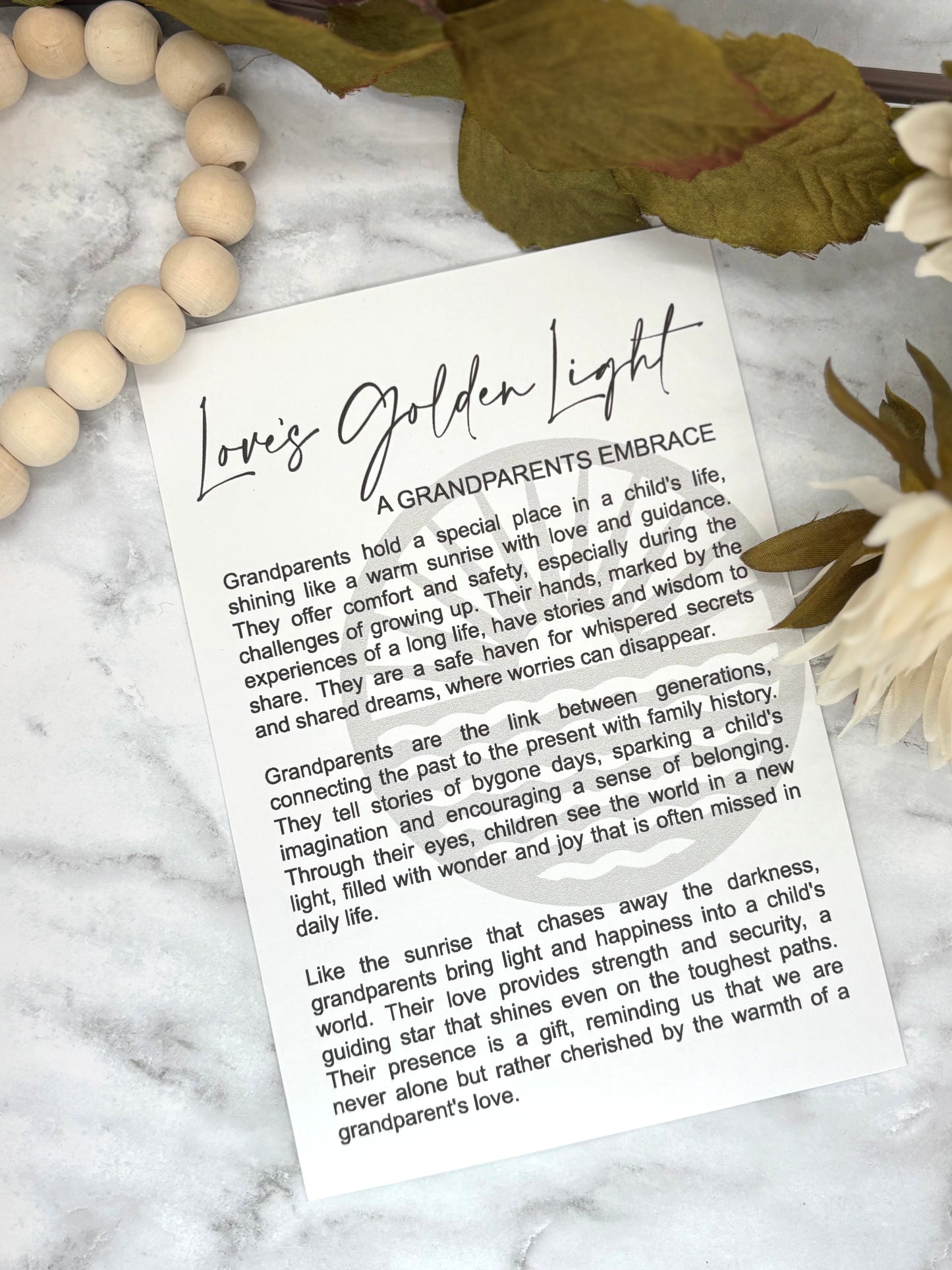 Grandparents-Love’s Golden Light Story Card Charm