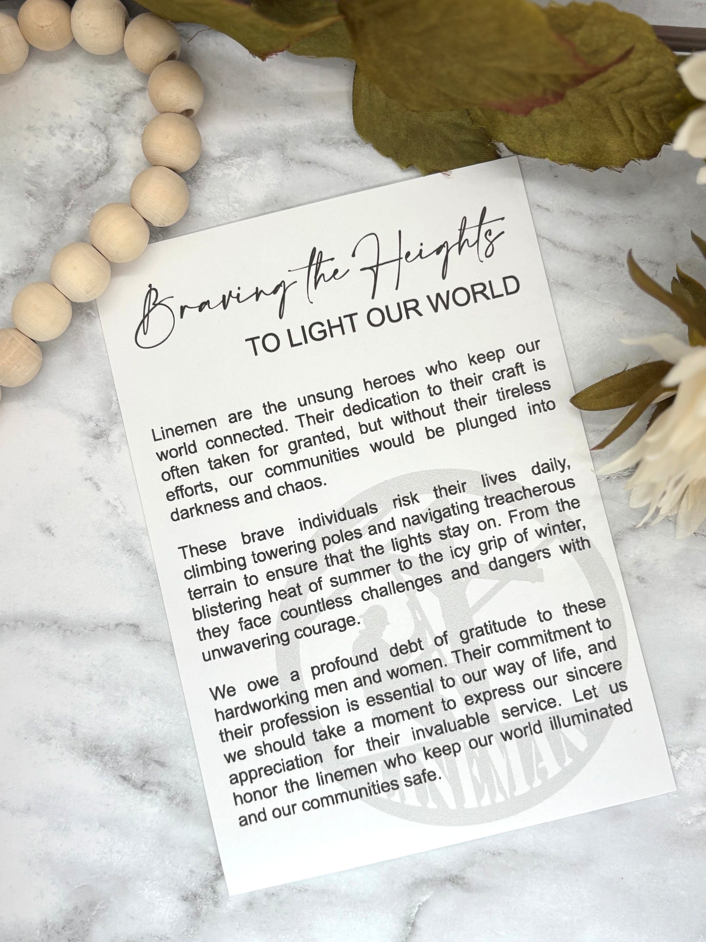 Lineman-Braving the Heights Story Card Charm
