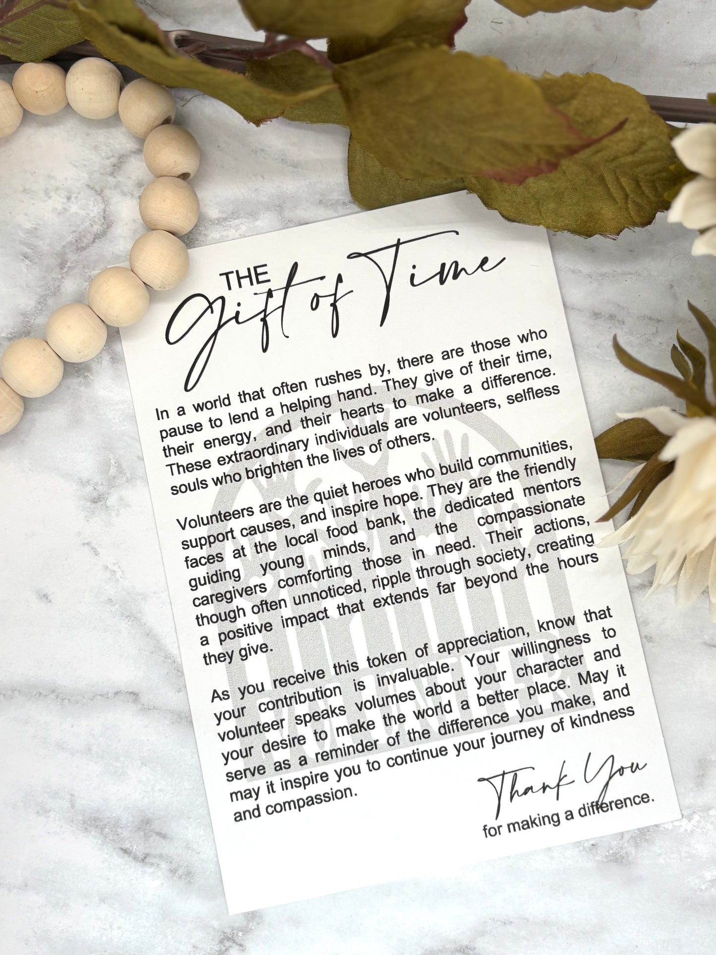 Volunteer-The Gift of Time Story Card Charm