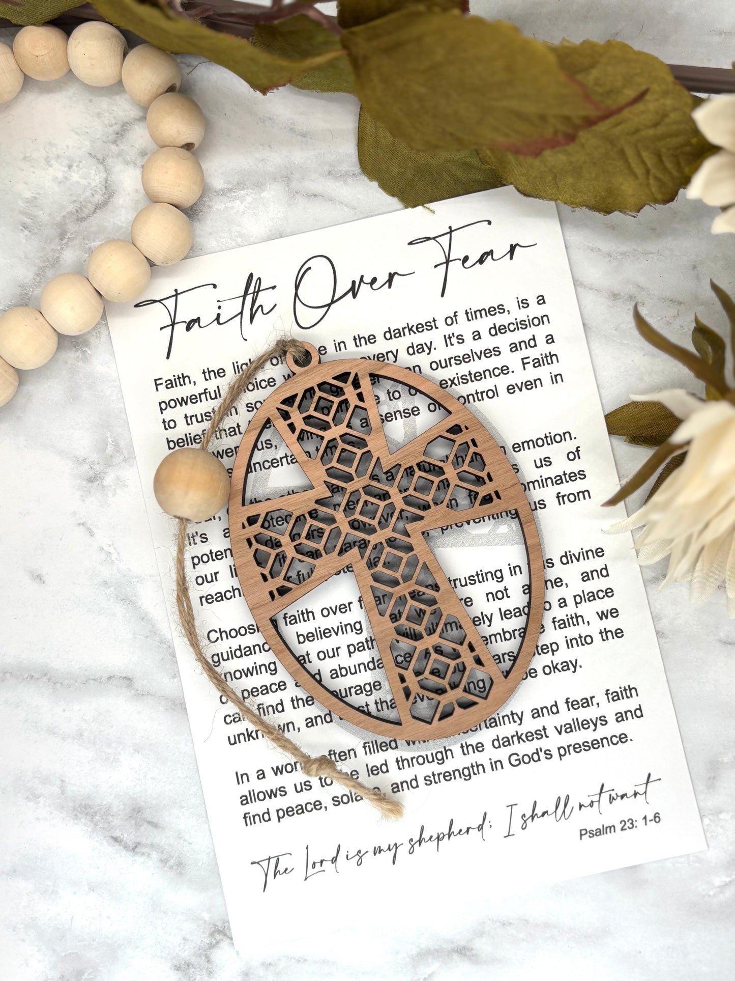 Cross-Faith Over Fear Story Card Charm-Cross