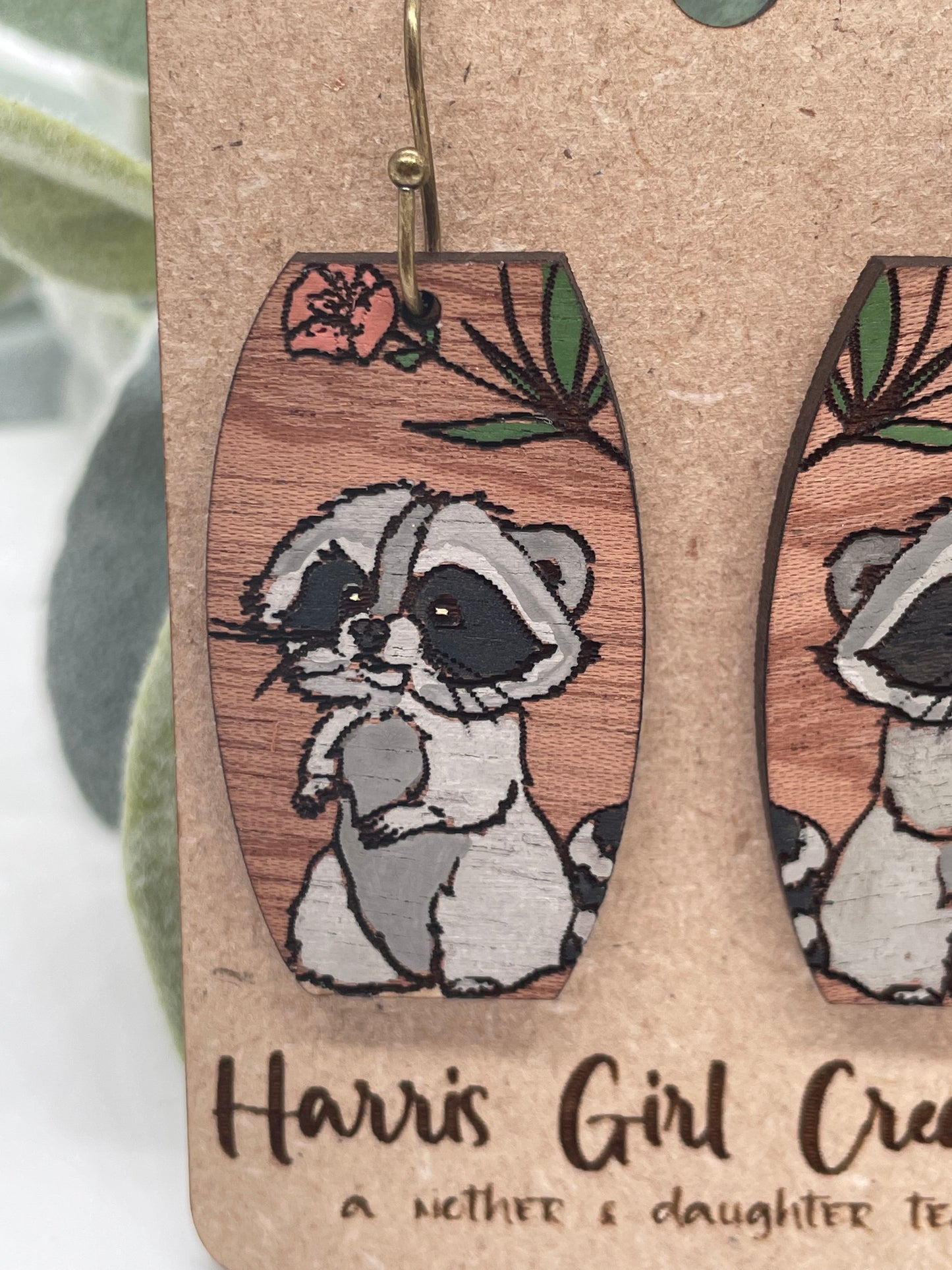 Woodland Creatures Raccoon Earrings