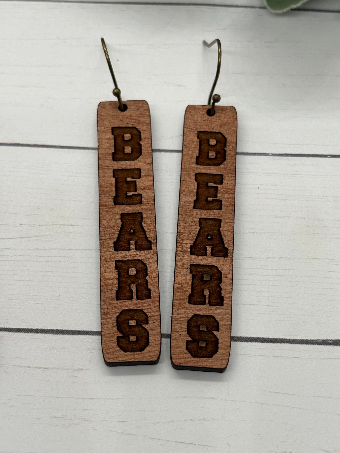Bear Dangle Bar School Spirit Earrings