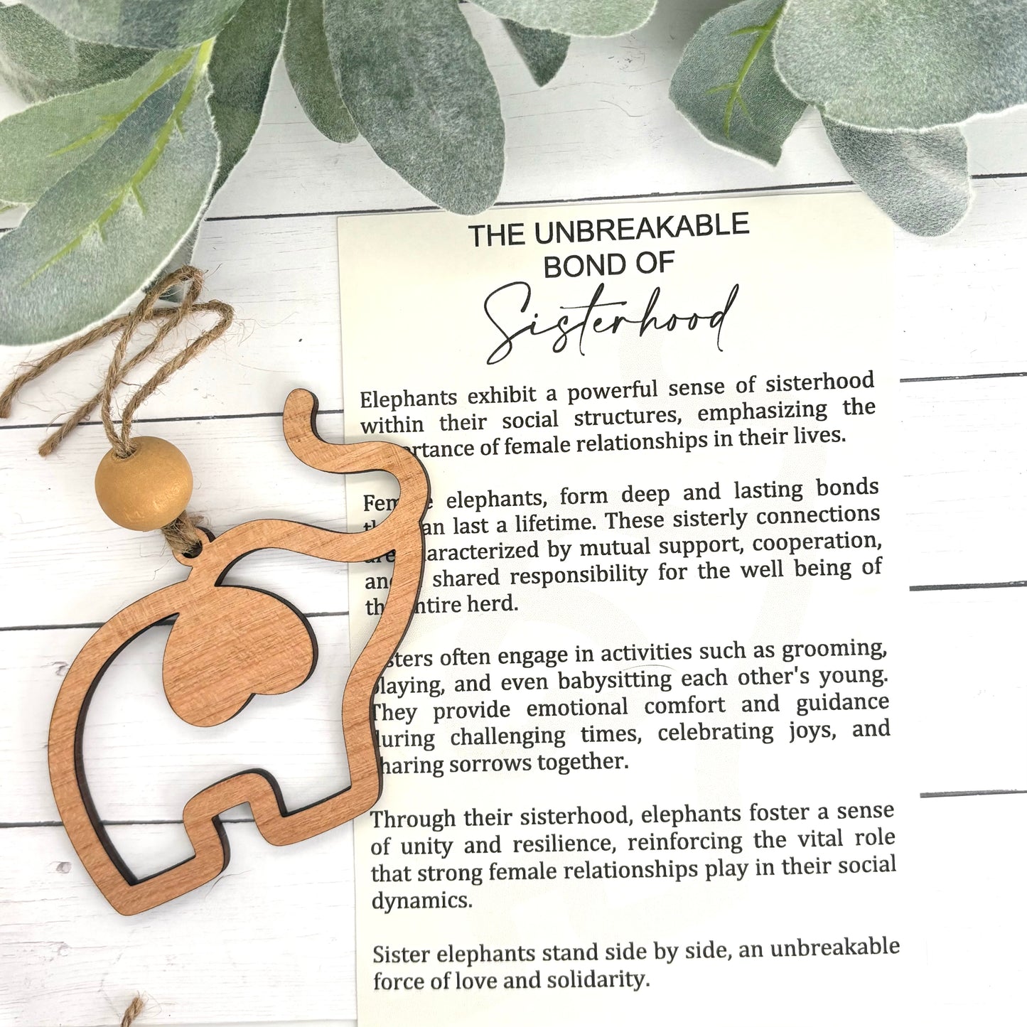 Elephant Sisterhood Story Card Ornament/Car Charm/ Bag Charm