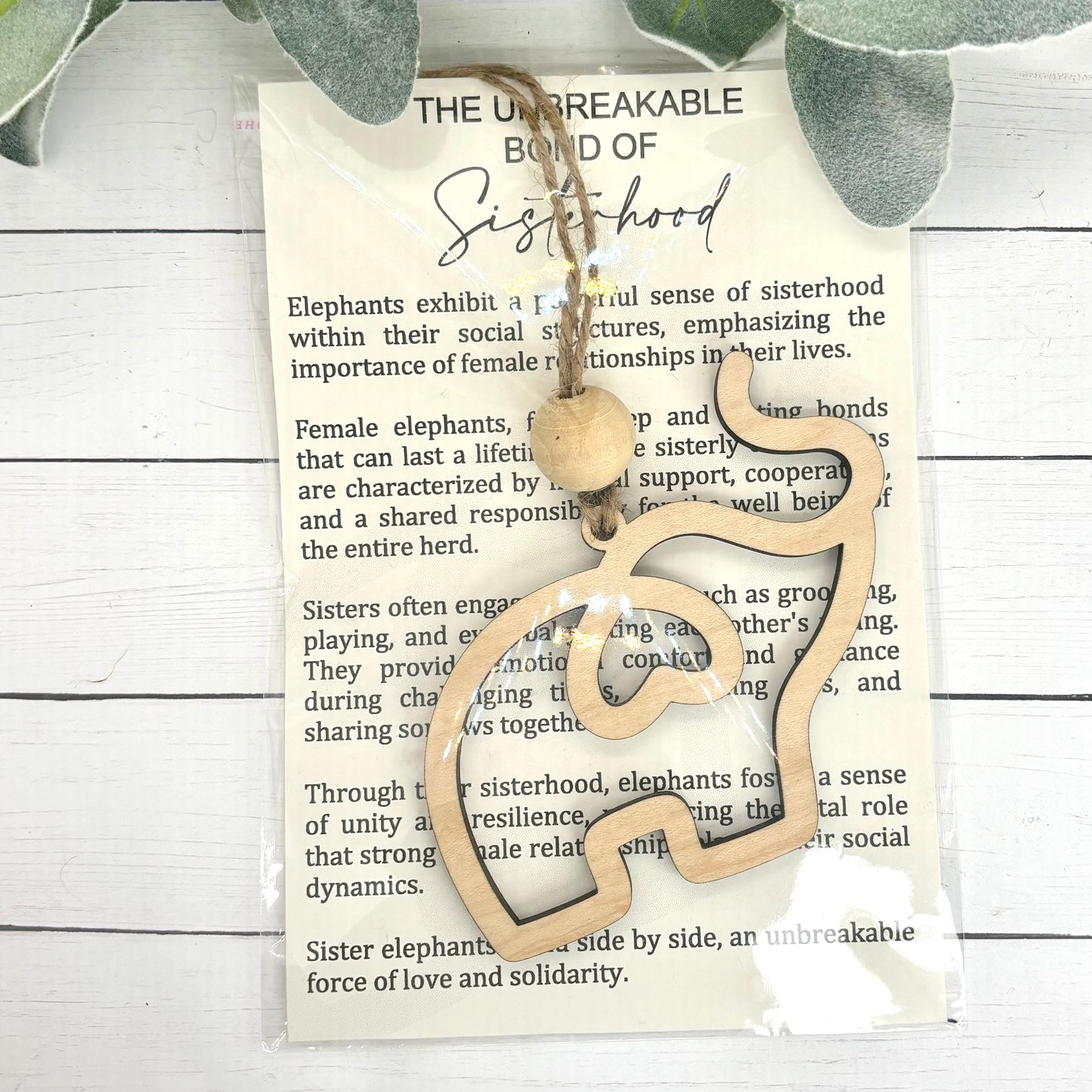 Elephant Sisterhood Story Card Ornament/Car Charm/ Bag Charm