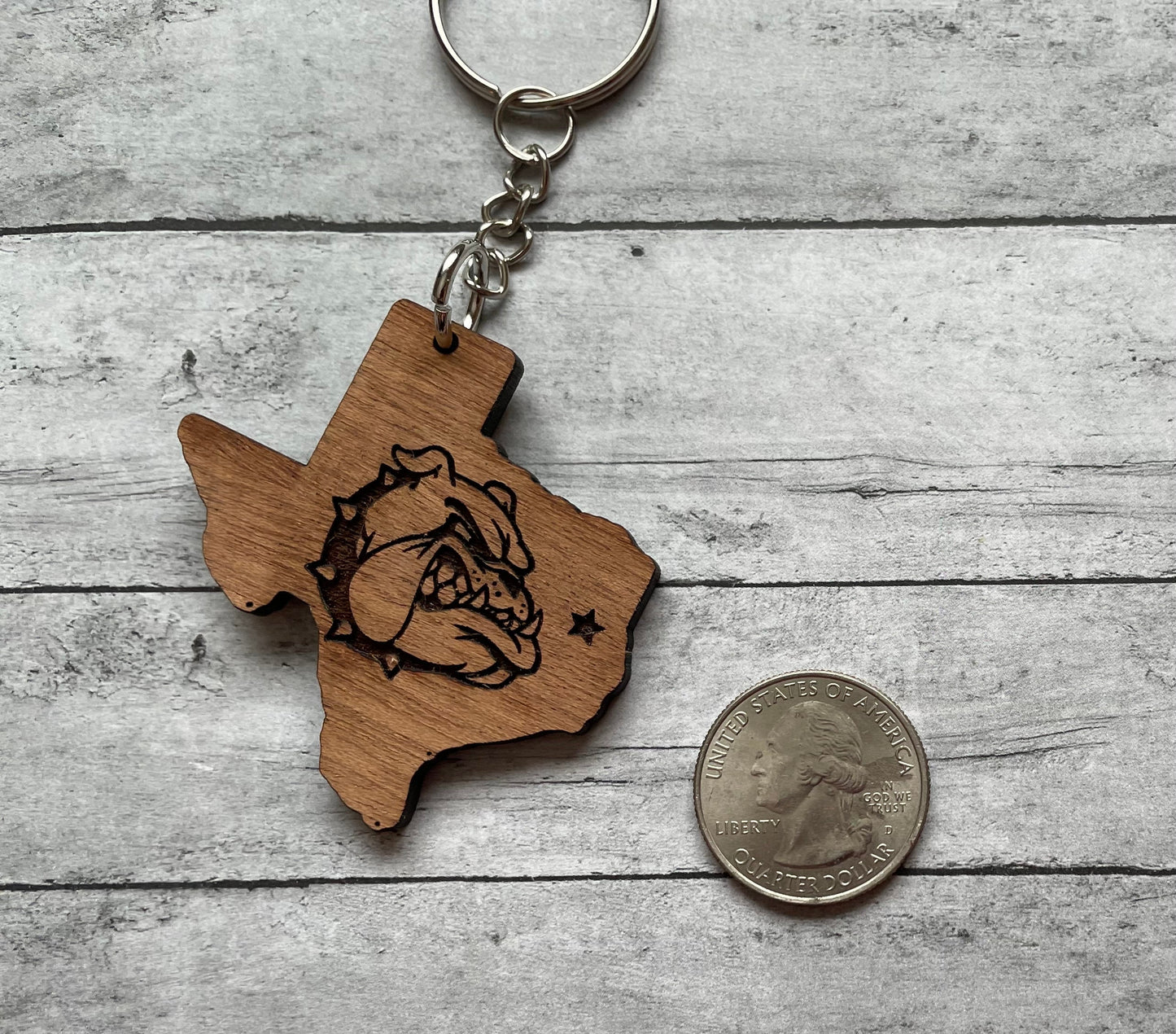 Texas Bulldog Engraved Keychains