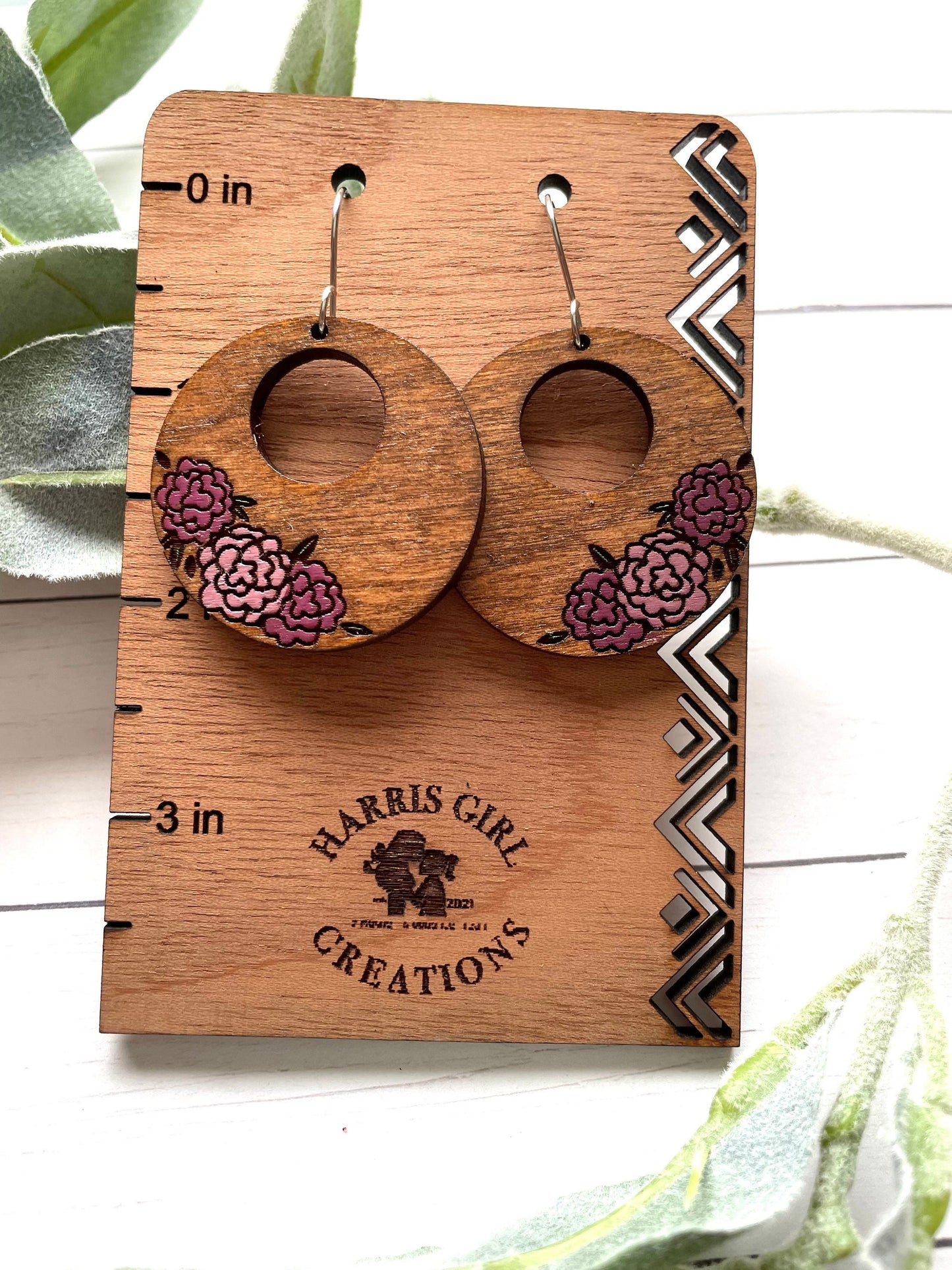 Tri-Floral Hoops Dangle (Hand-painted)