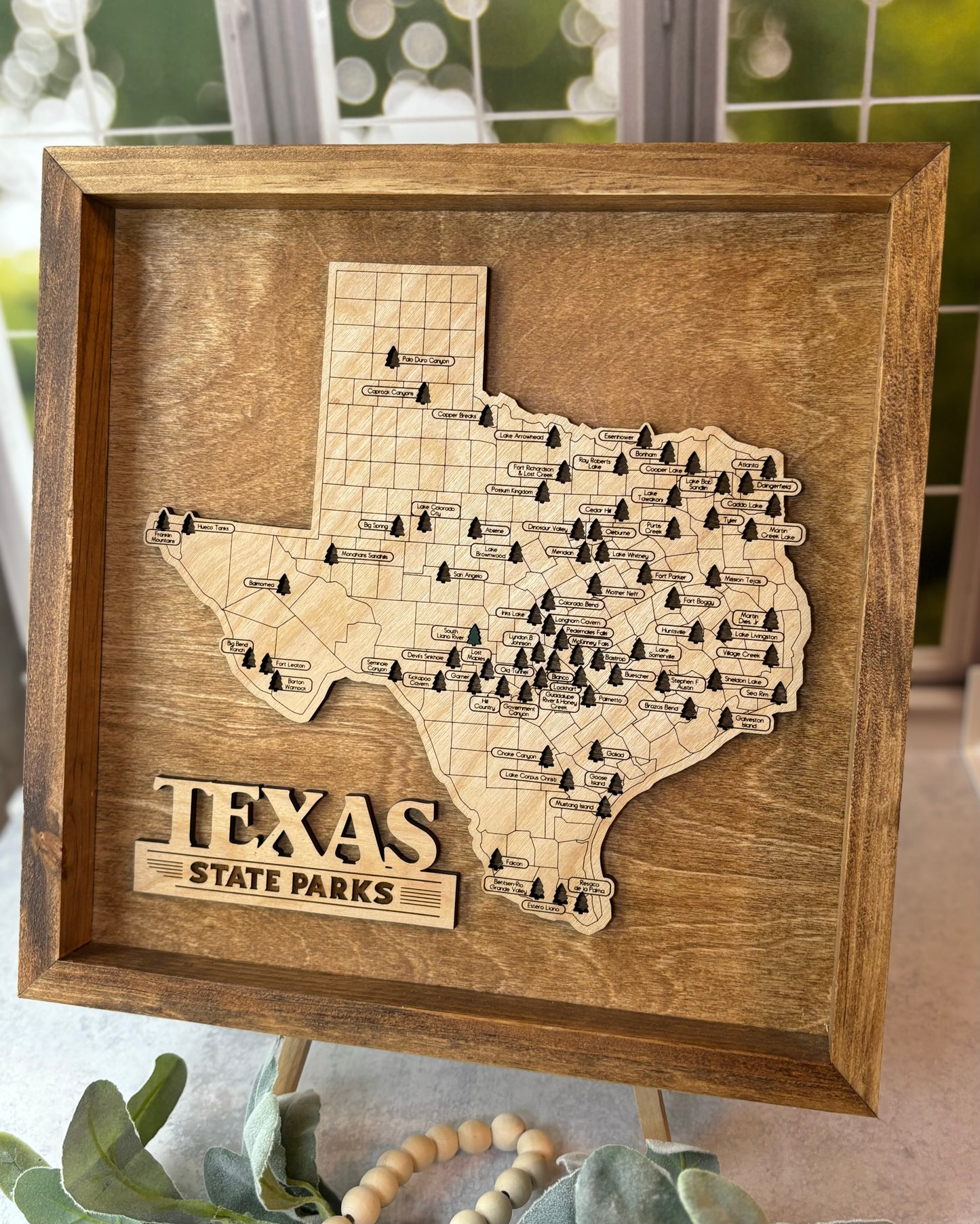 Texas State Park Framed Travel Map – Track Your Adventures Across the Lone Star State