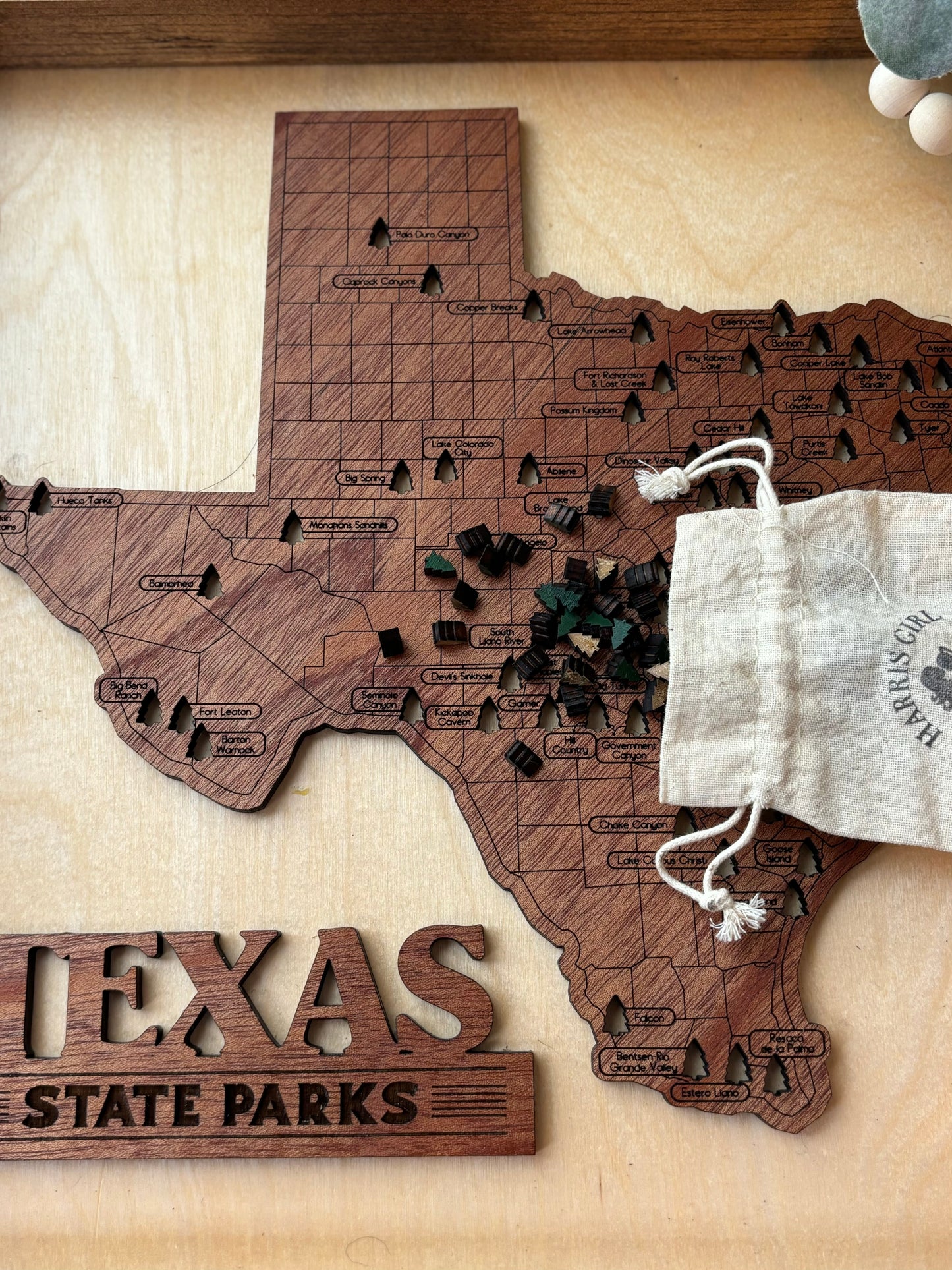 Texas State Park Framed Travel Map – Track Your Adventures Across the Lone Star State