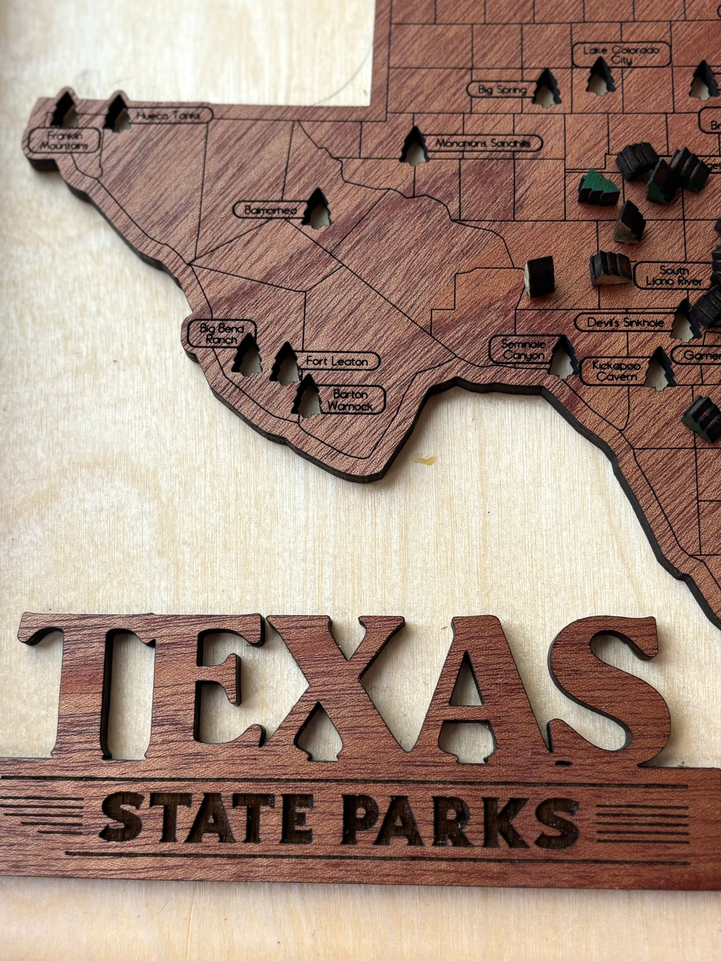 Texas State Park Framed Travel Map – Track Your Adventures Across the Lone Star State