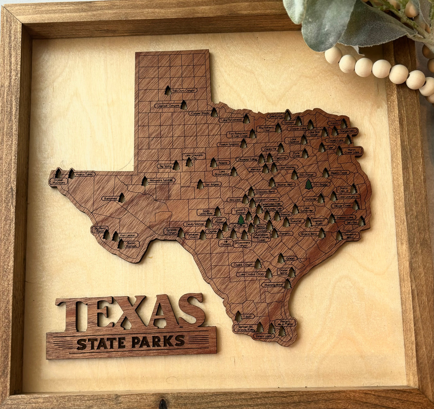 Texas State Park Framed Travel Map – Track Your Adventures Across the Lone Star State