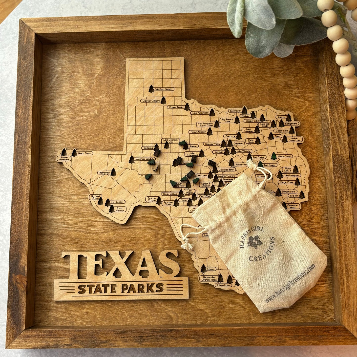 Texas State Park Framed Travel Map – Track Your Adventures Across the Lone Star State