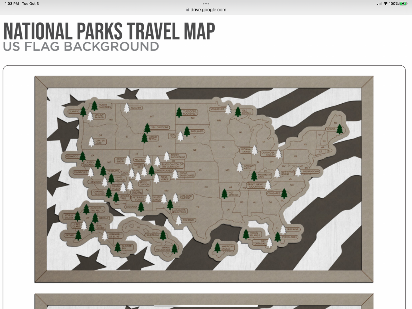 National Parks Travel Map