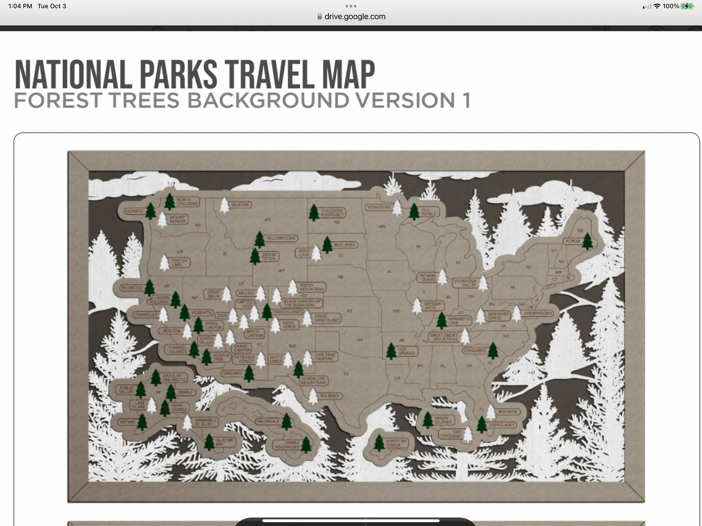 National Parks Travel Map