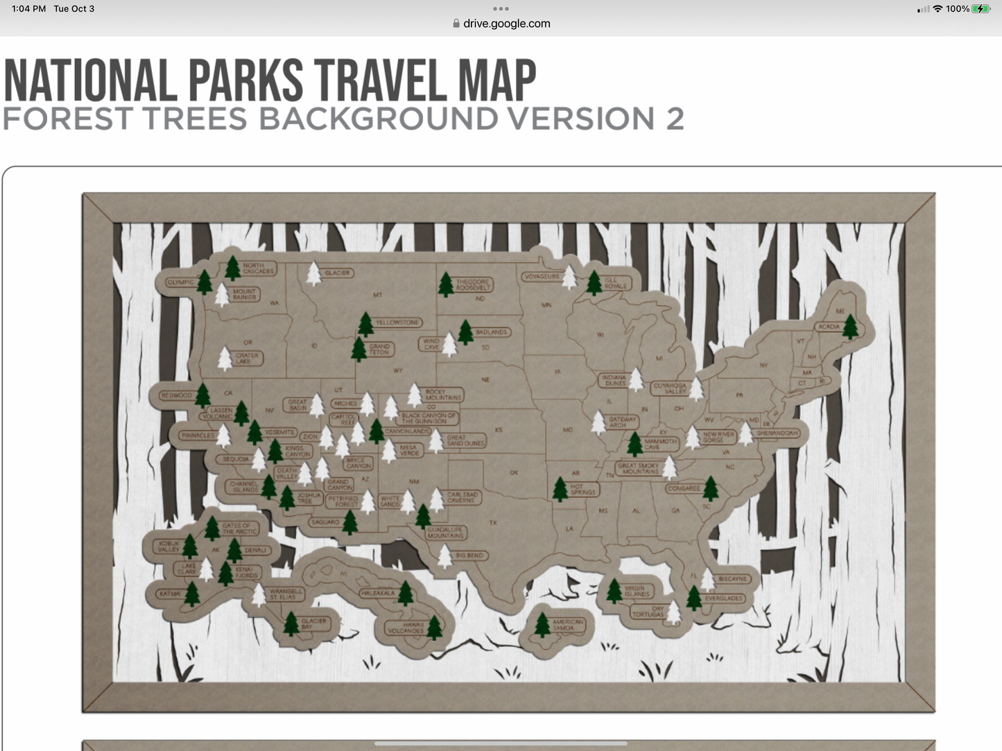 National Parks Travel Map