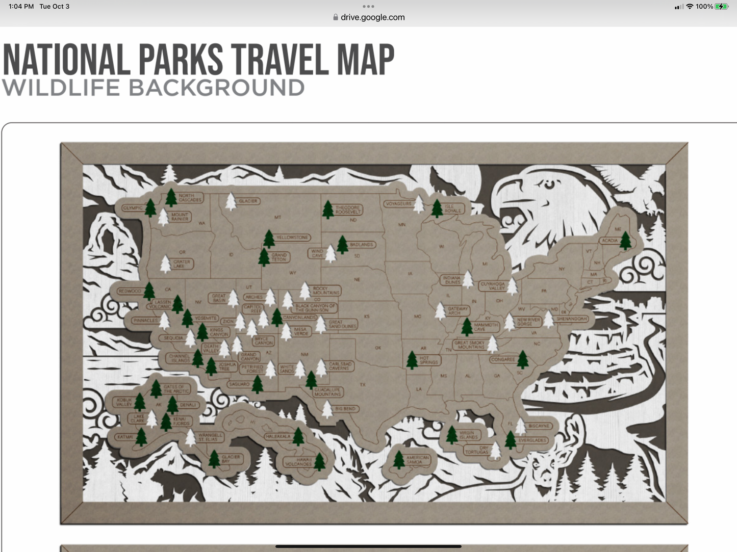 National Parks Travel Map