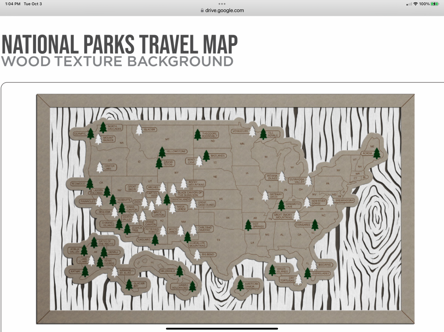 National Parks Travel Map