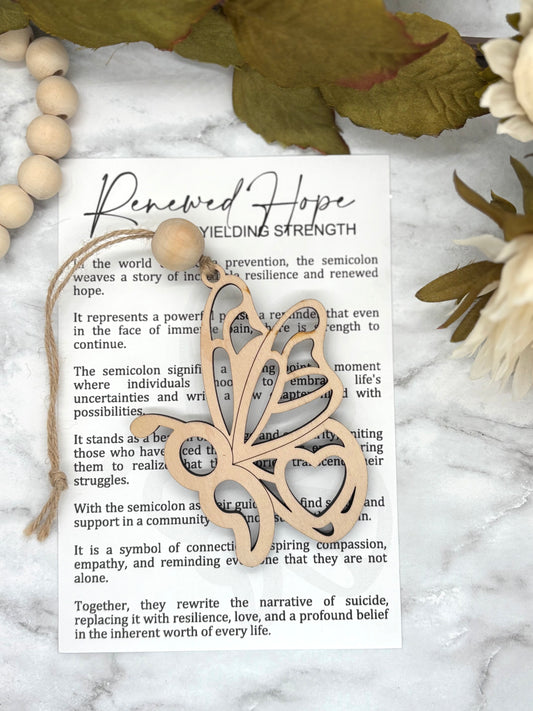 Semicolon-Renewed Hope Story Card Charm-Suicide Awareness