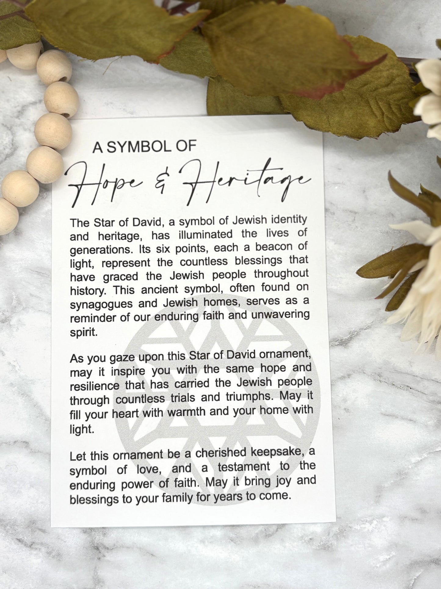 Star of David-Hope & Heritage Story Card Charm