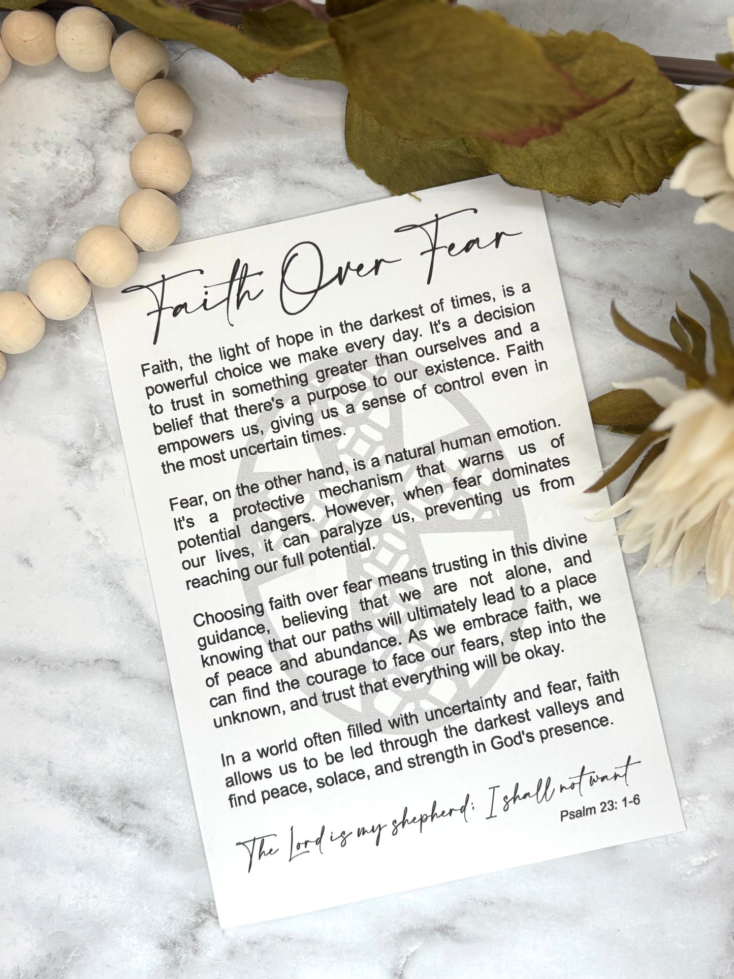 Cross-Faith Over Fear Story Card Charm-Cross