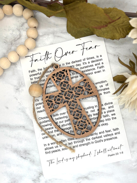 Cross-Faith Over Fear Story Card Charm-Cross