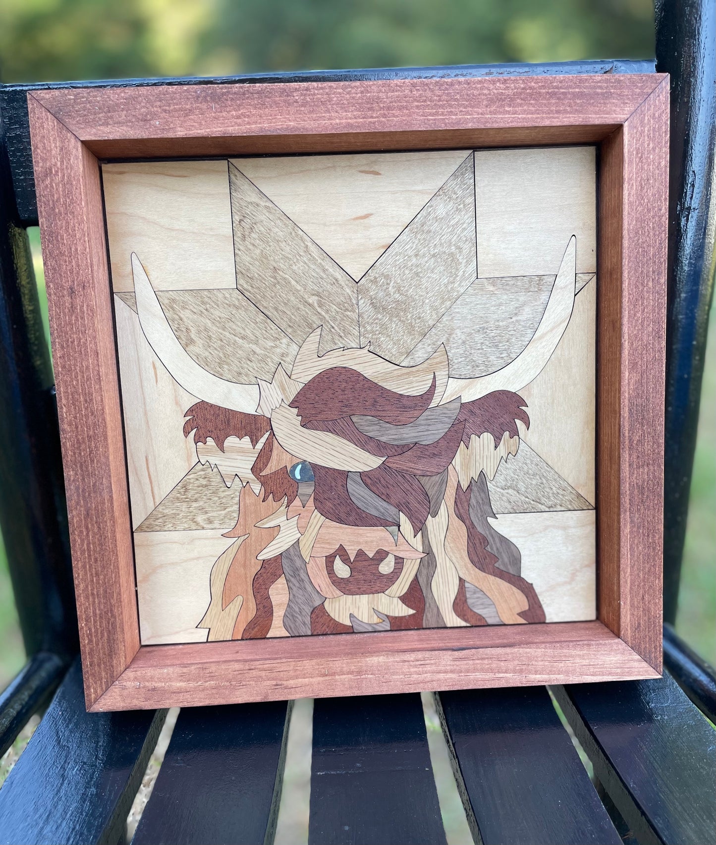 Highland Cow Wood Art 10”x10”