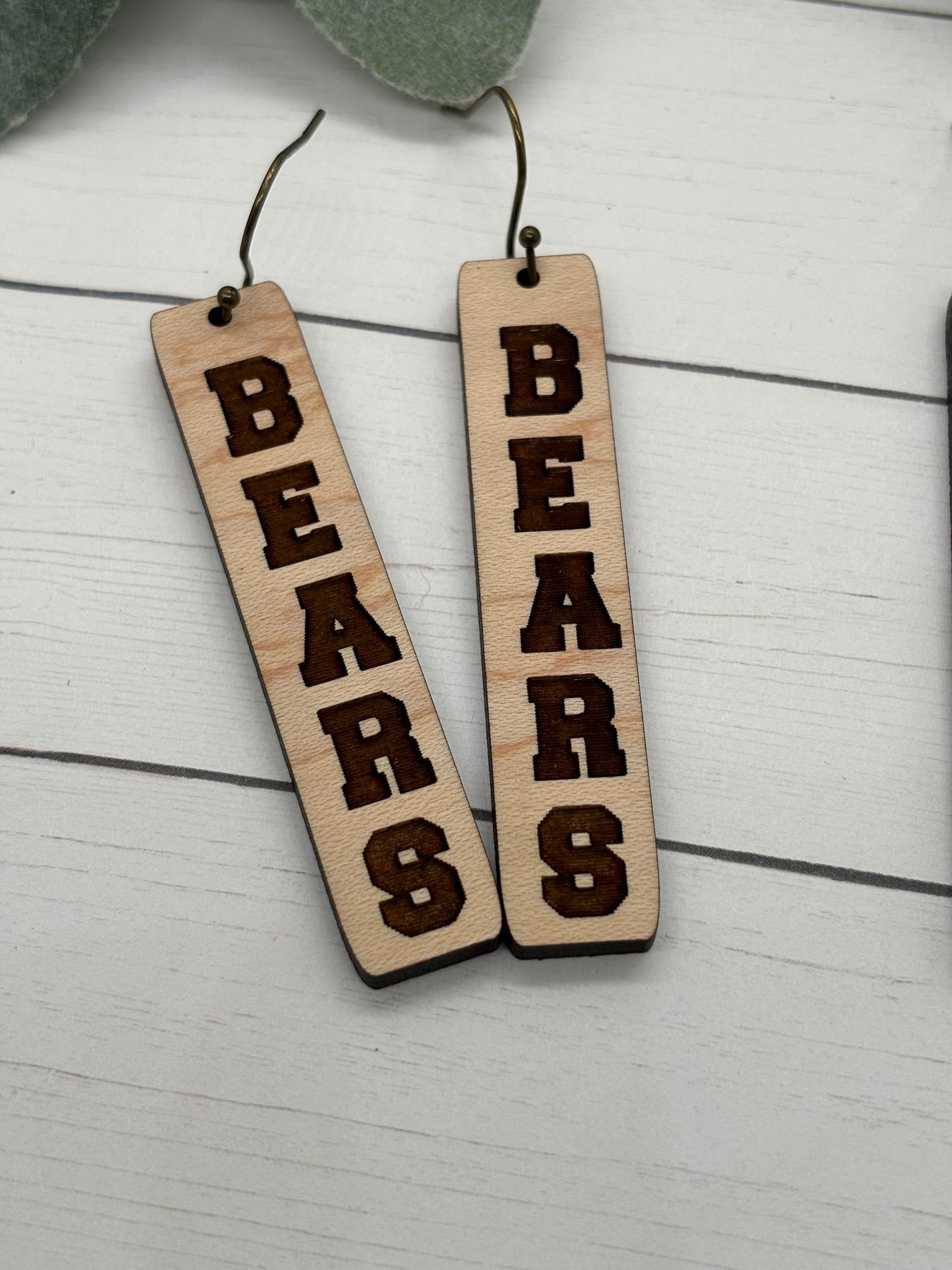 Bear Dangle Bar School Spirit Earrings