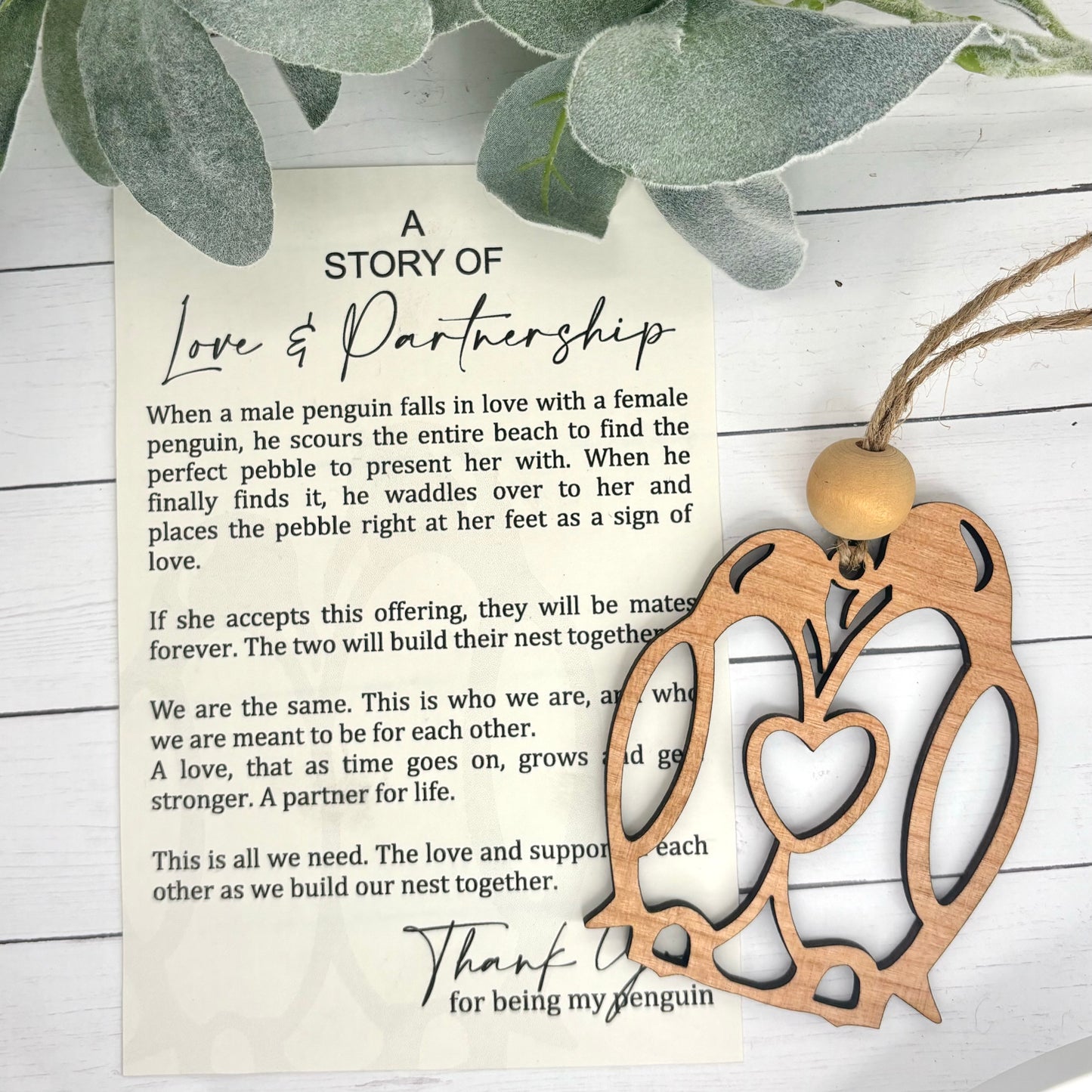 Penguin Love Story Gift Card Ornament/Car Charm/ Bag Charm