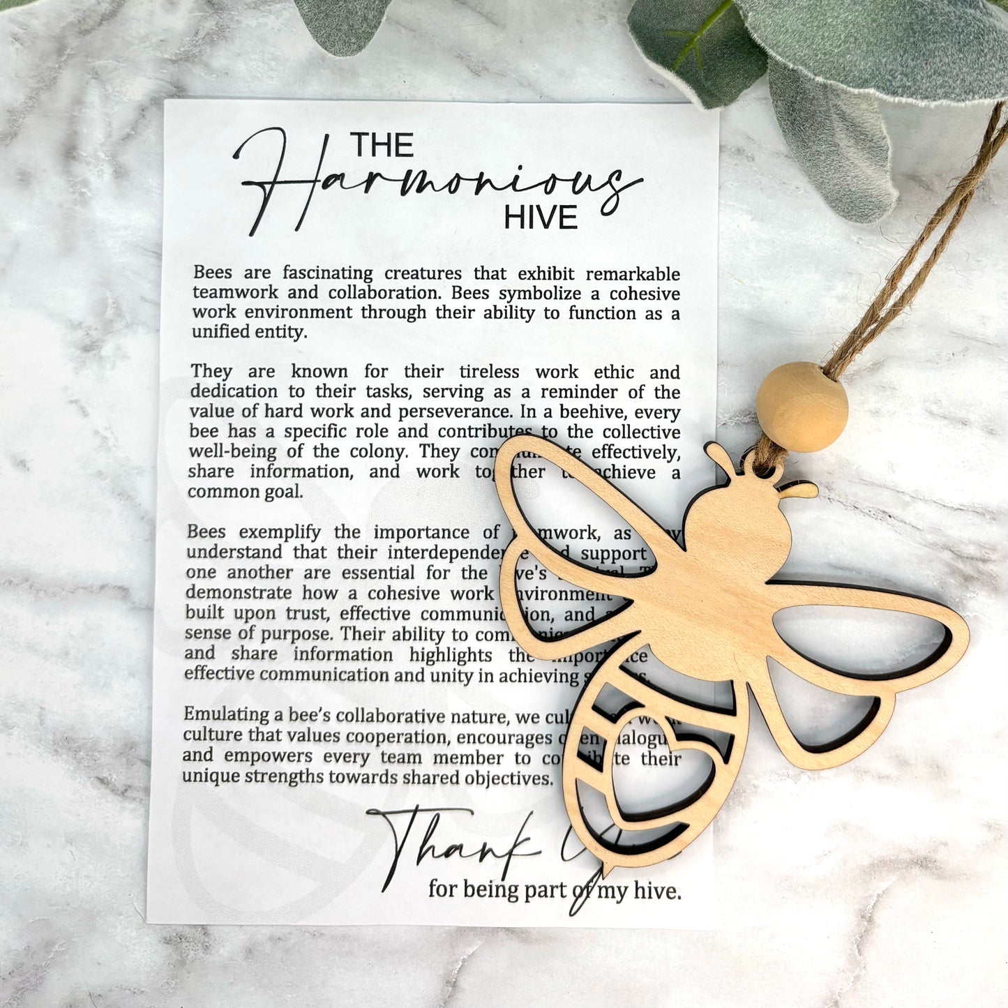 The Harmony Hive Bee Story Card Ornament/Car Charm/ Bag Charm