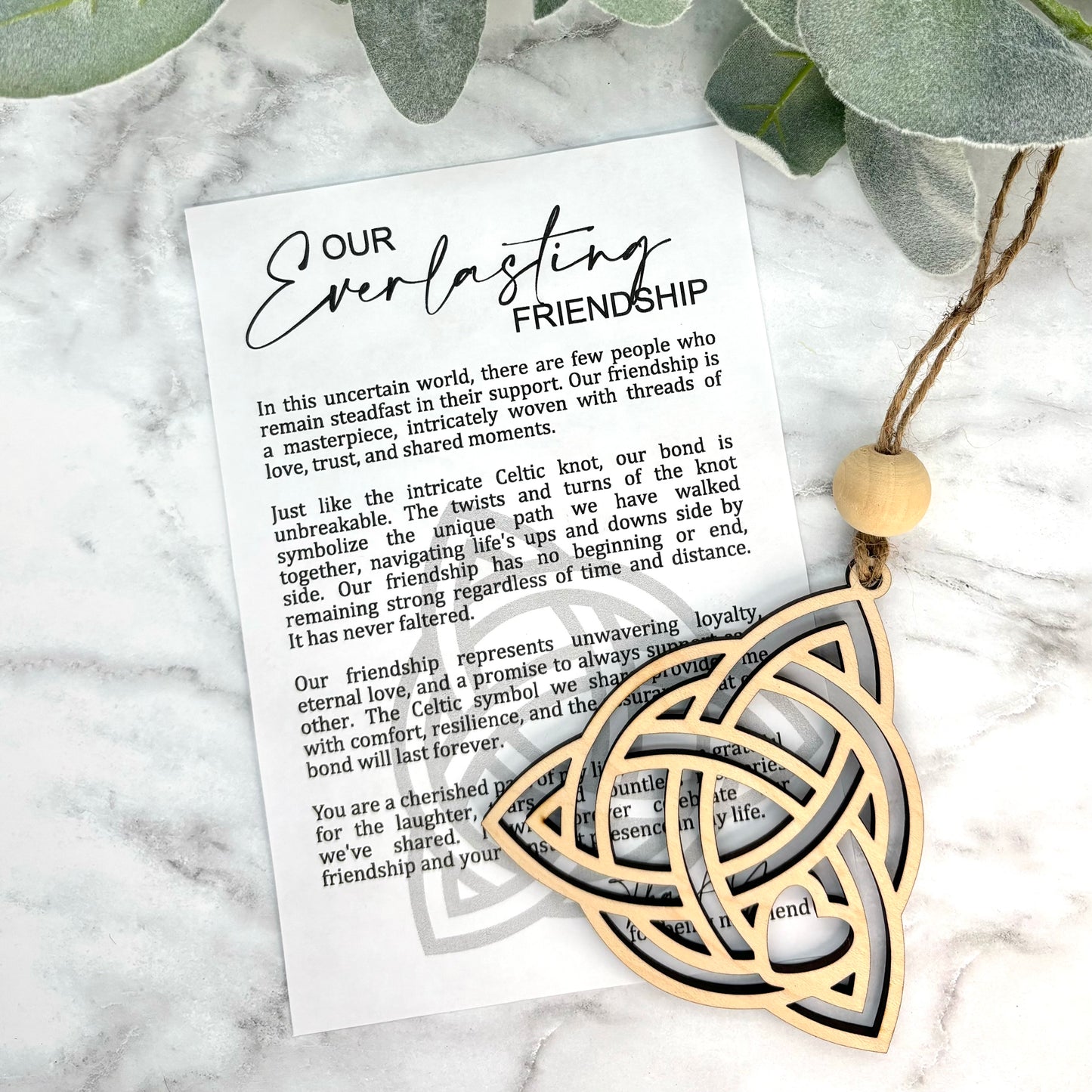 Celtic Knot Friendship Story Card Ornament/Car Charm/ Bag Charm