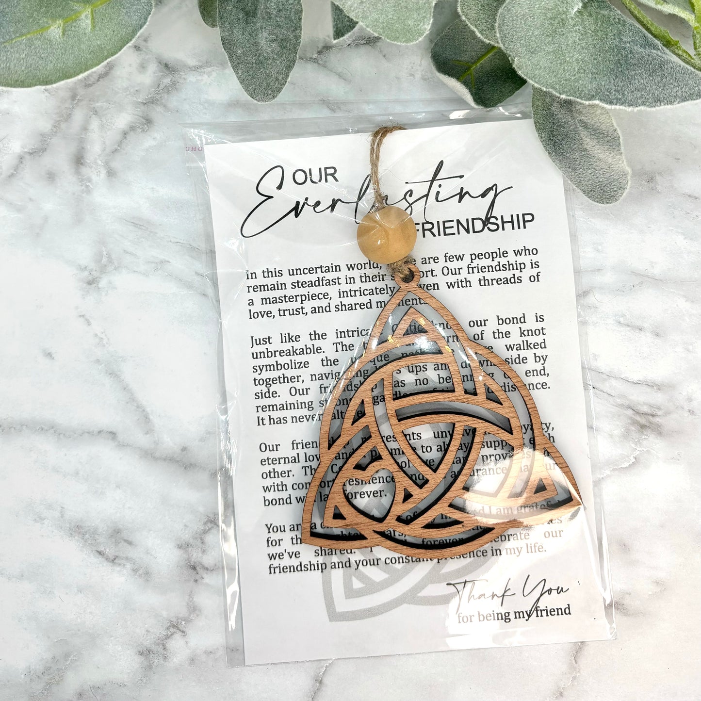 Celtic Knot Friendship Story Card Ornament/Car Charm/ Bag Charm