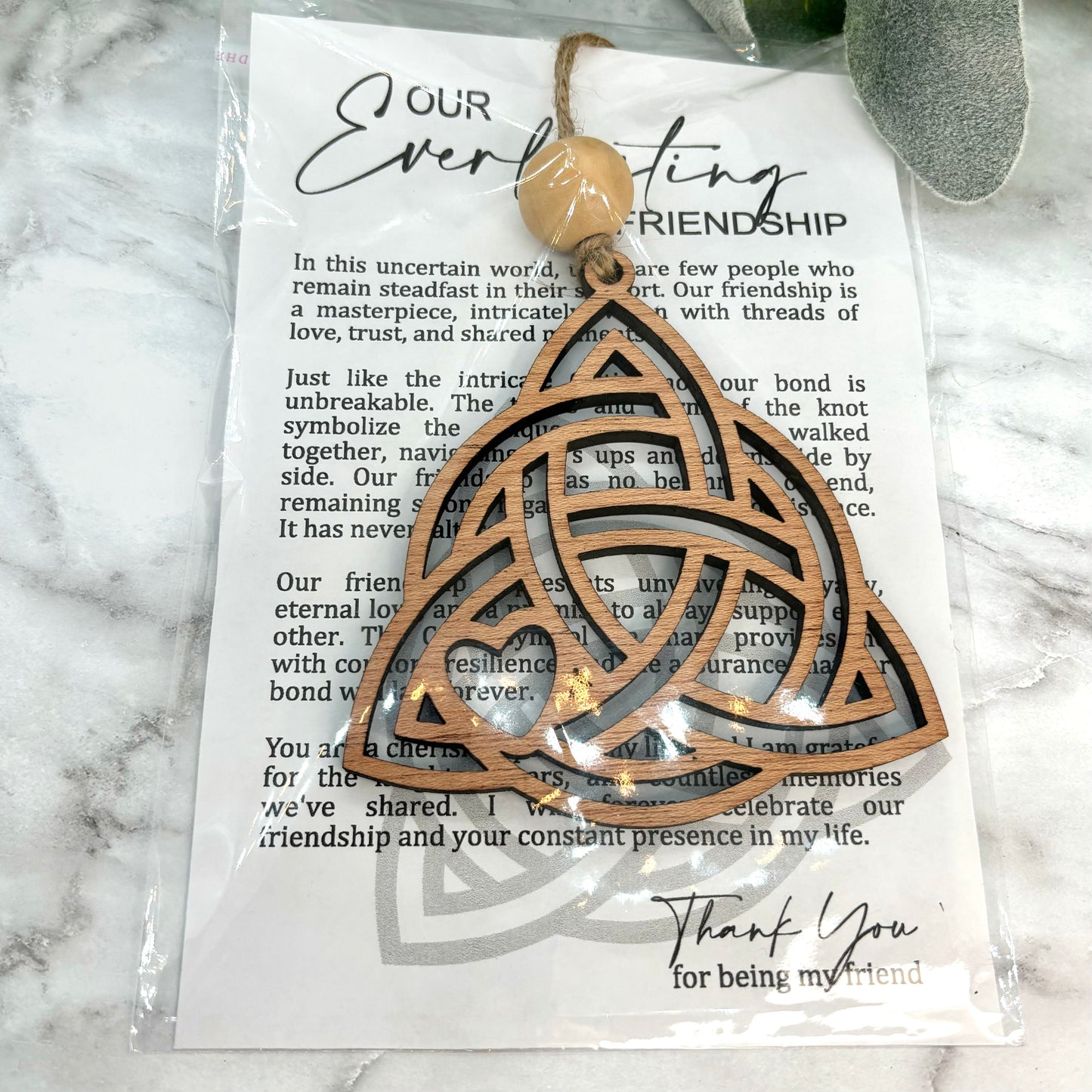 Celtic Knot Friendship Story Card Ornament/Car Charm/ Bag Charm