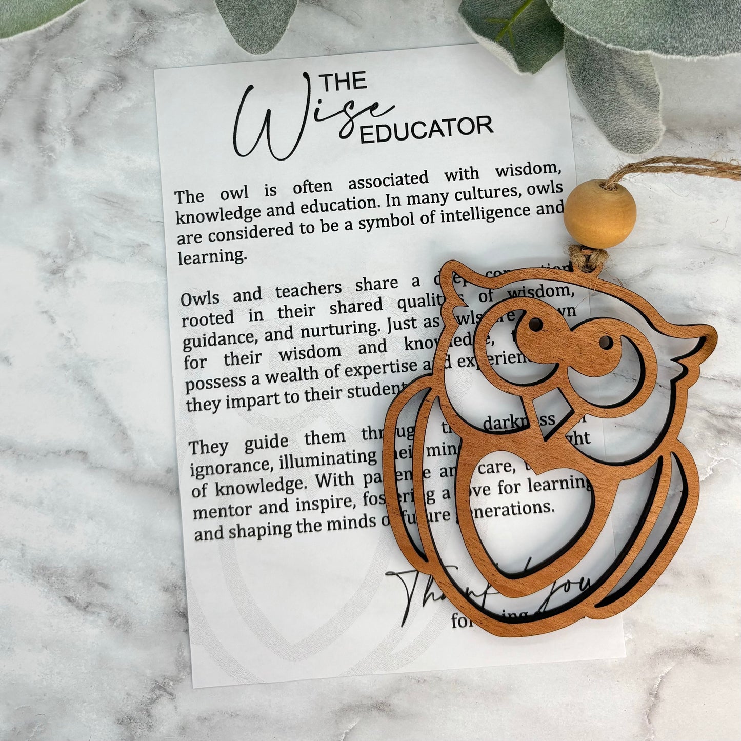 The Wise Educator Owl Story Card Ornament/Car Charm/ Bag Charm