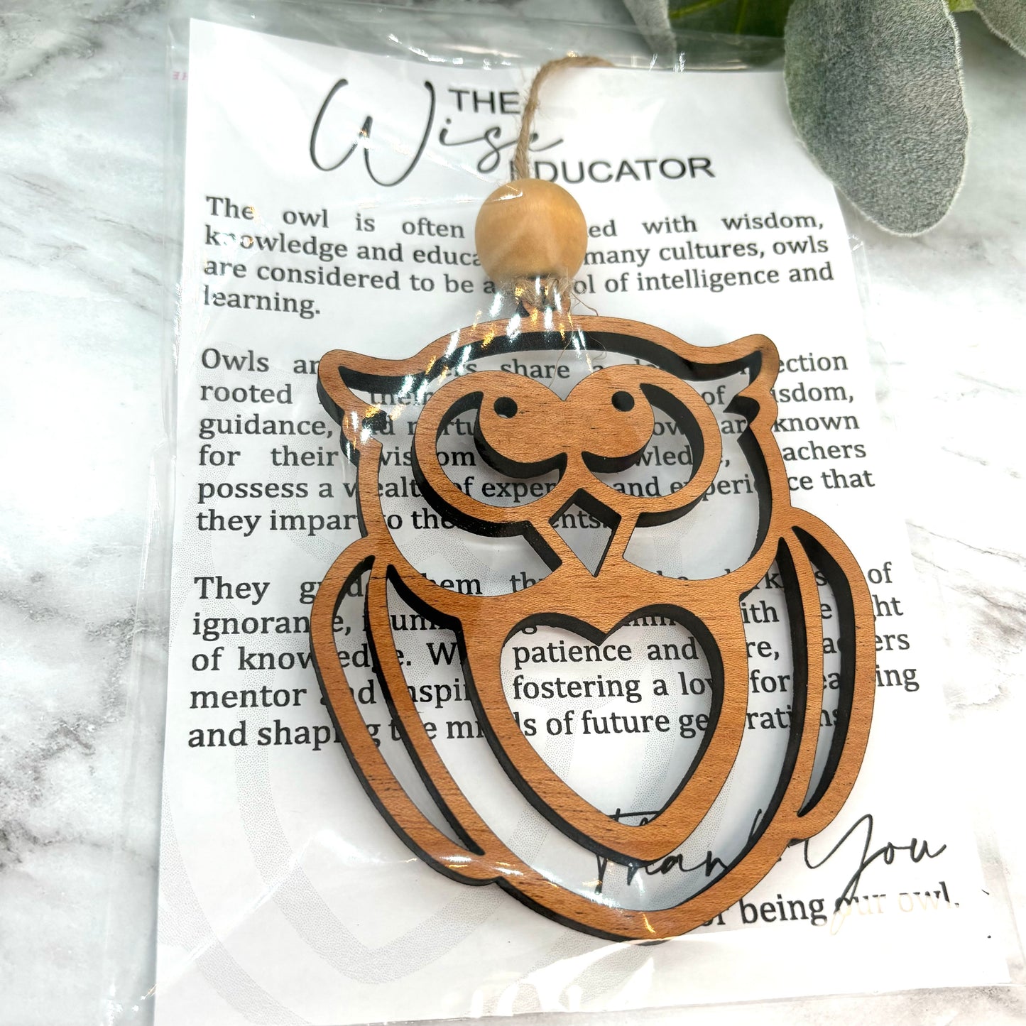 The Wise Educator Owl Story Card Ornament/Car Charm/ Bag Charm