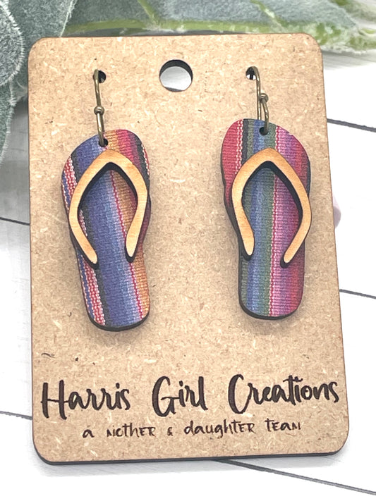 Flip Flop Serape Stripes Dangle