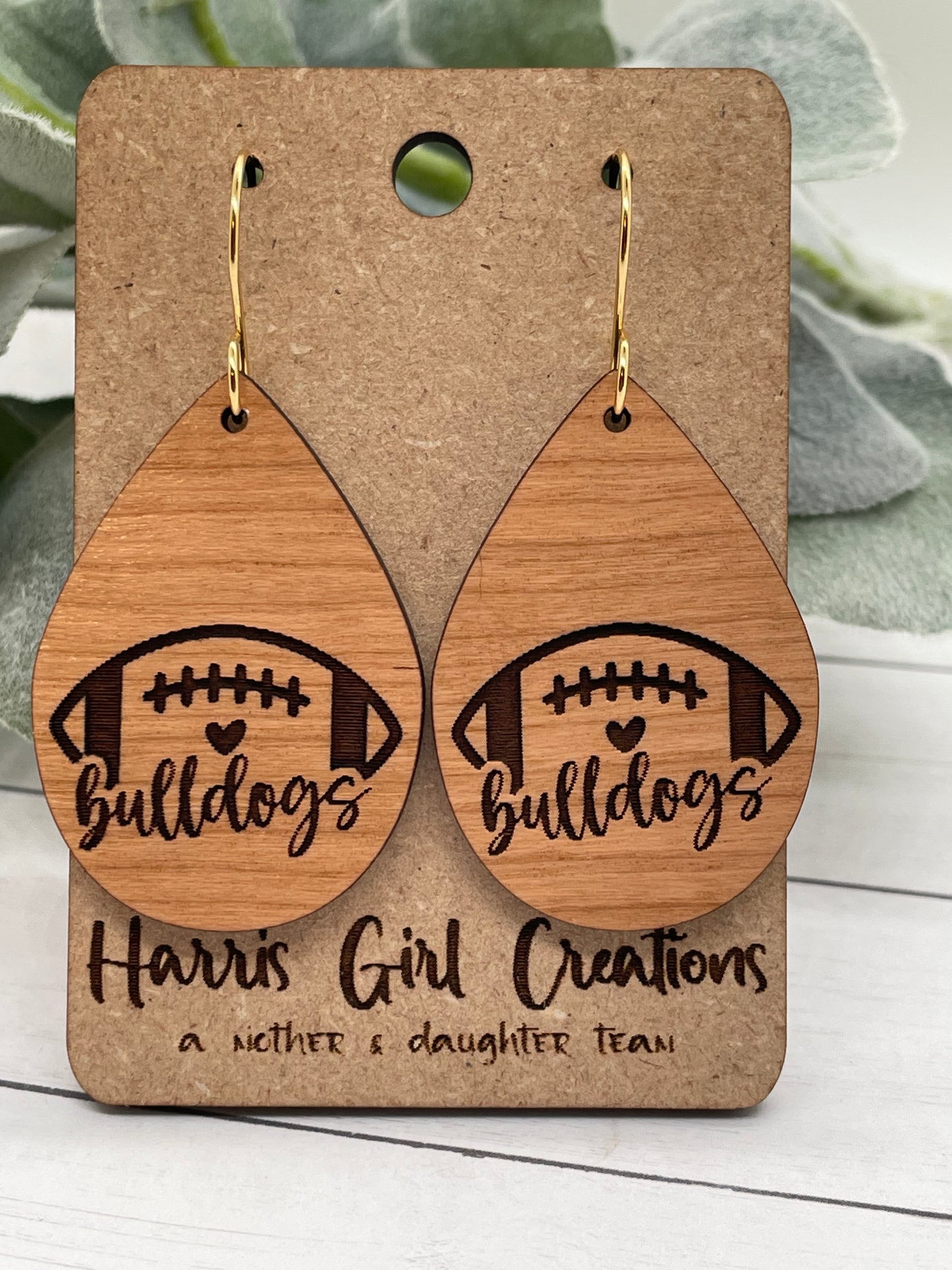 Bulldog Football School Spirit Earrings