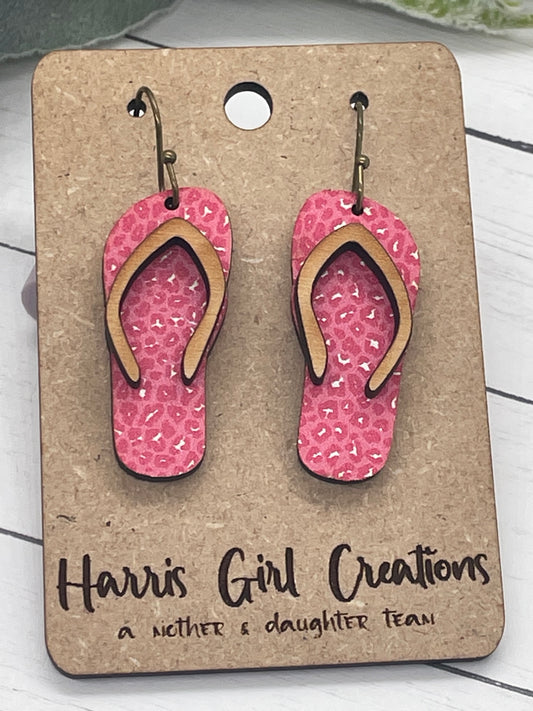 Flip Flop Cheetah/Pink Dangle