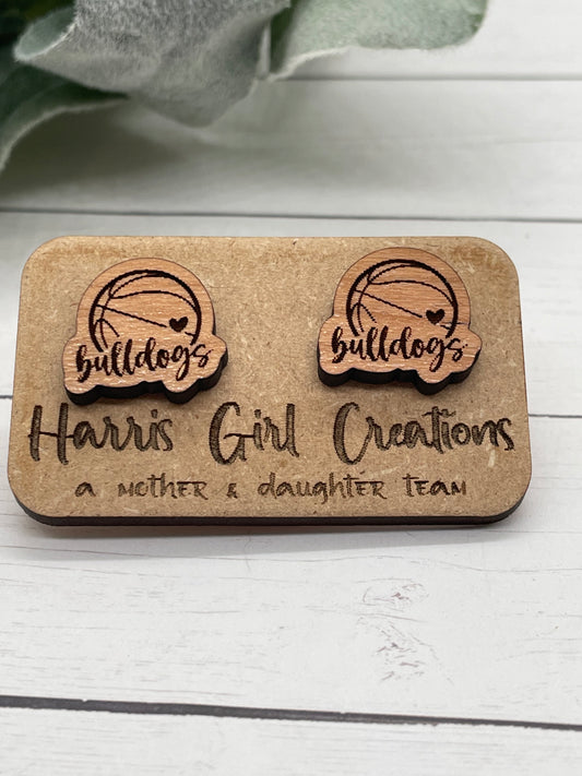 Bulldog Basketball Stud Earrings